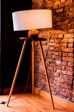 Bola de Coluna Brazilian Reclaimed Wood Floor Lamp
