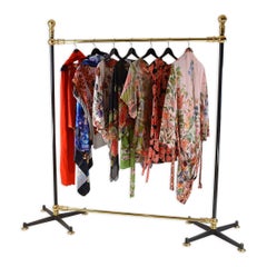 Free-Standing Clothes Rail/Clothes Rack, Solid Brass, Steel, Cast Iron