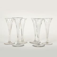 Early French Champagne Flutes-Set of Six