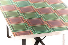 Ceramic Coffe Table, Green and Brown, 1960 in the Style of Jeannette Laveirrière