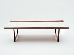 Giuseppe Scapinelli Brazilian Rosewood and Travertine Coffee Table