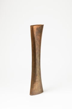 Magnifique vase de forme libre en métal, fabriqué en France, vers 1970