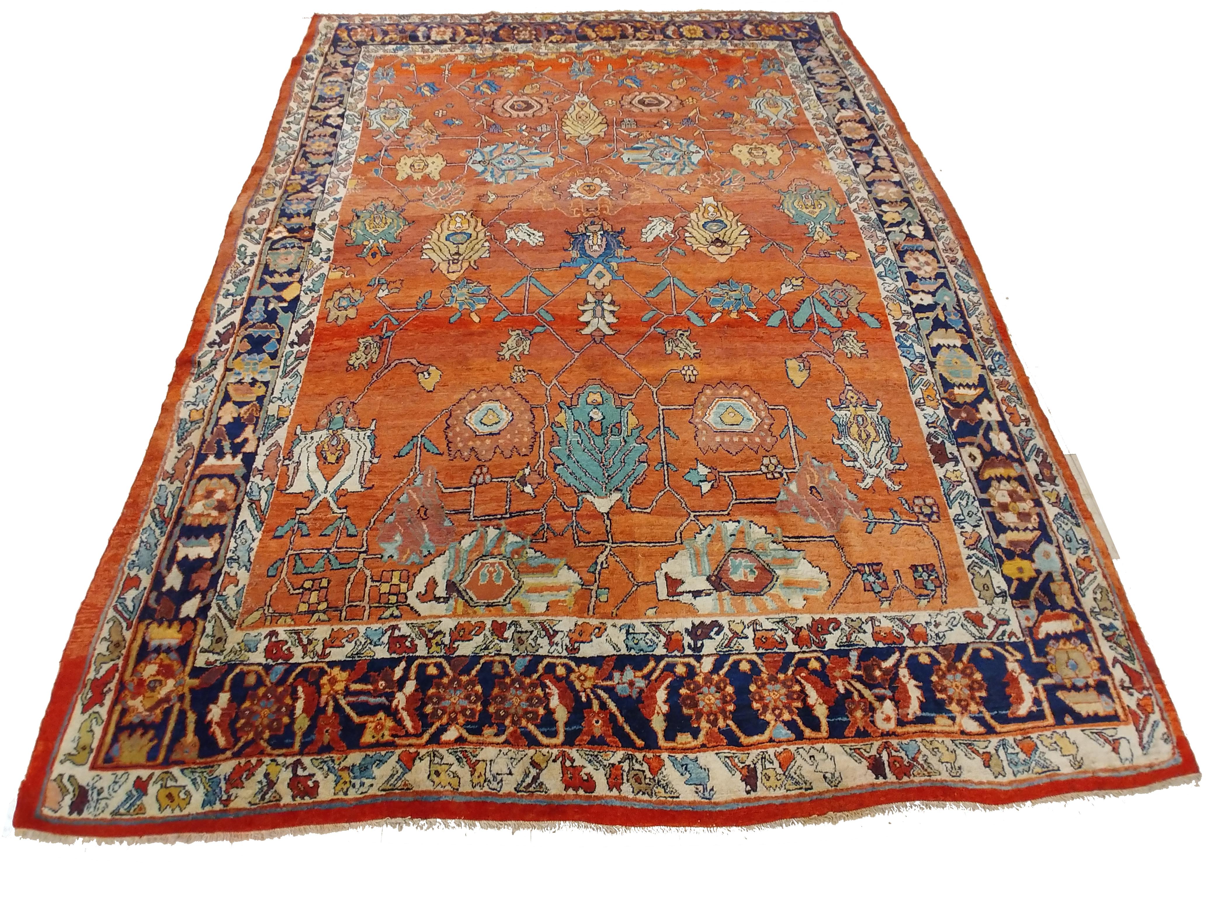 Unique piece, crossover between a Bijar and Sultanabad. Great allover design: Bijar rugs are often called the iron rugs of Persia. The Bijar is a heavy durable rug that has been very popular in the United States. Most Bijar carpets are woven by