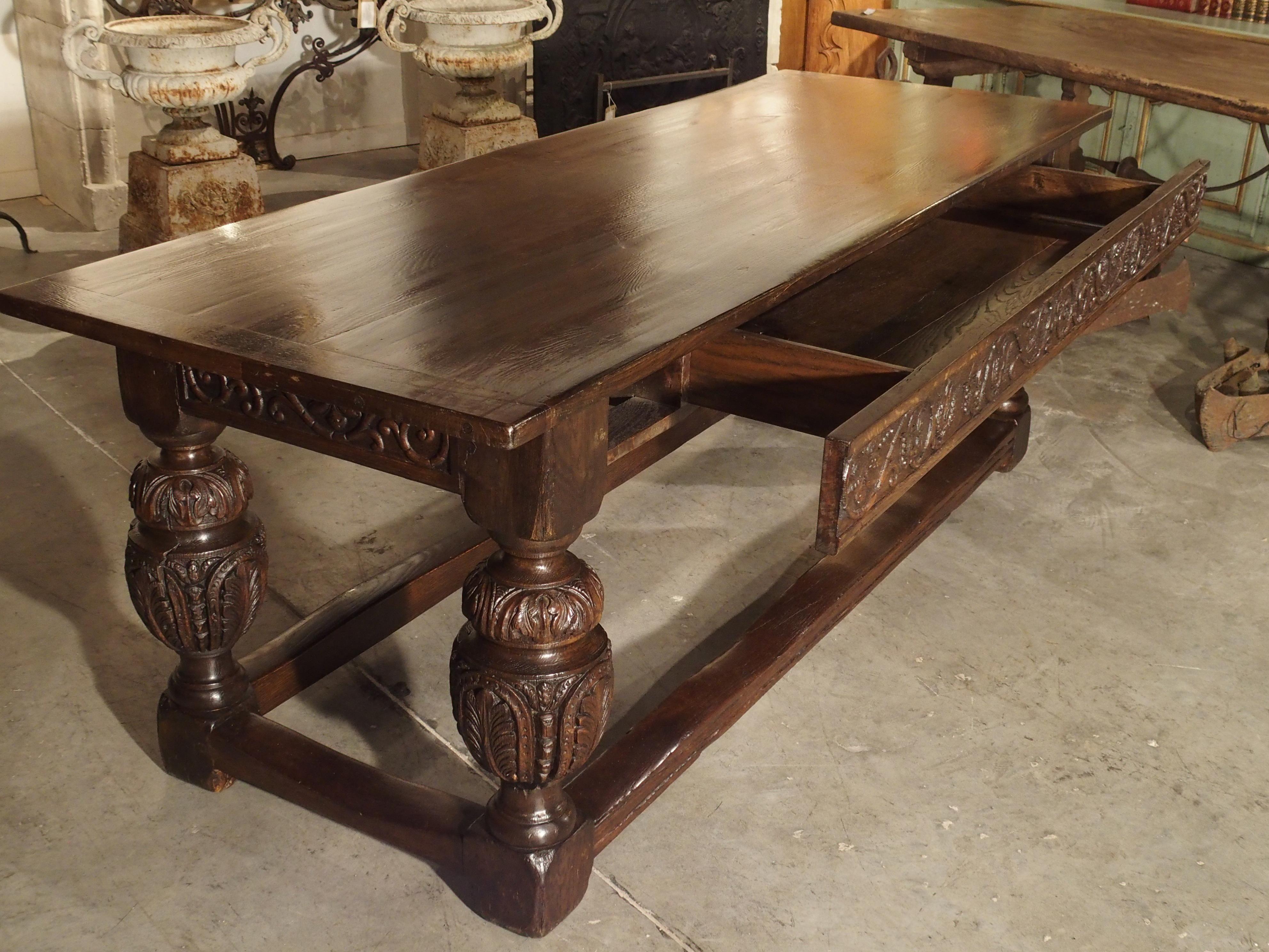 Antique Oak Elizabethan Style Table, England 19th Century 13