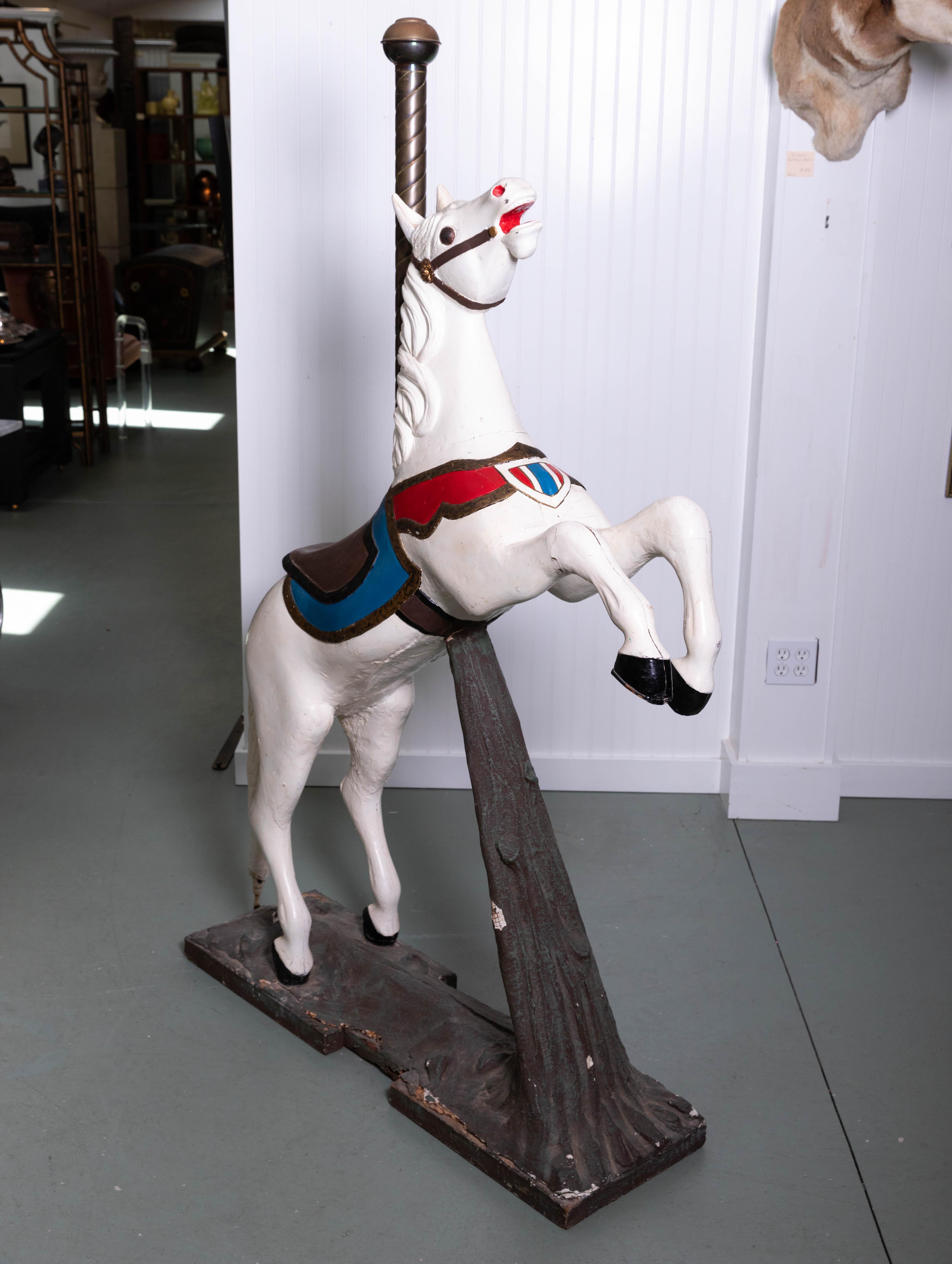 Unknown Late 19th Century Wooden Carousel Horse in Fixed Position For Sale