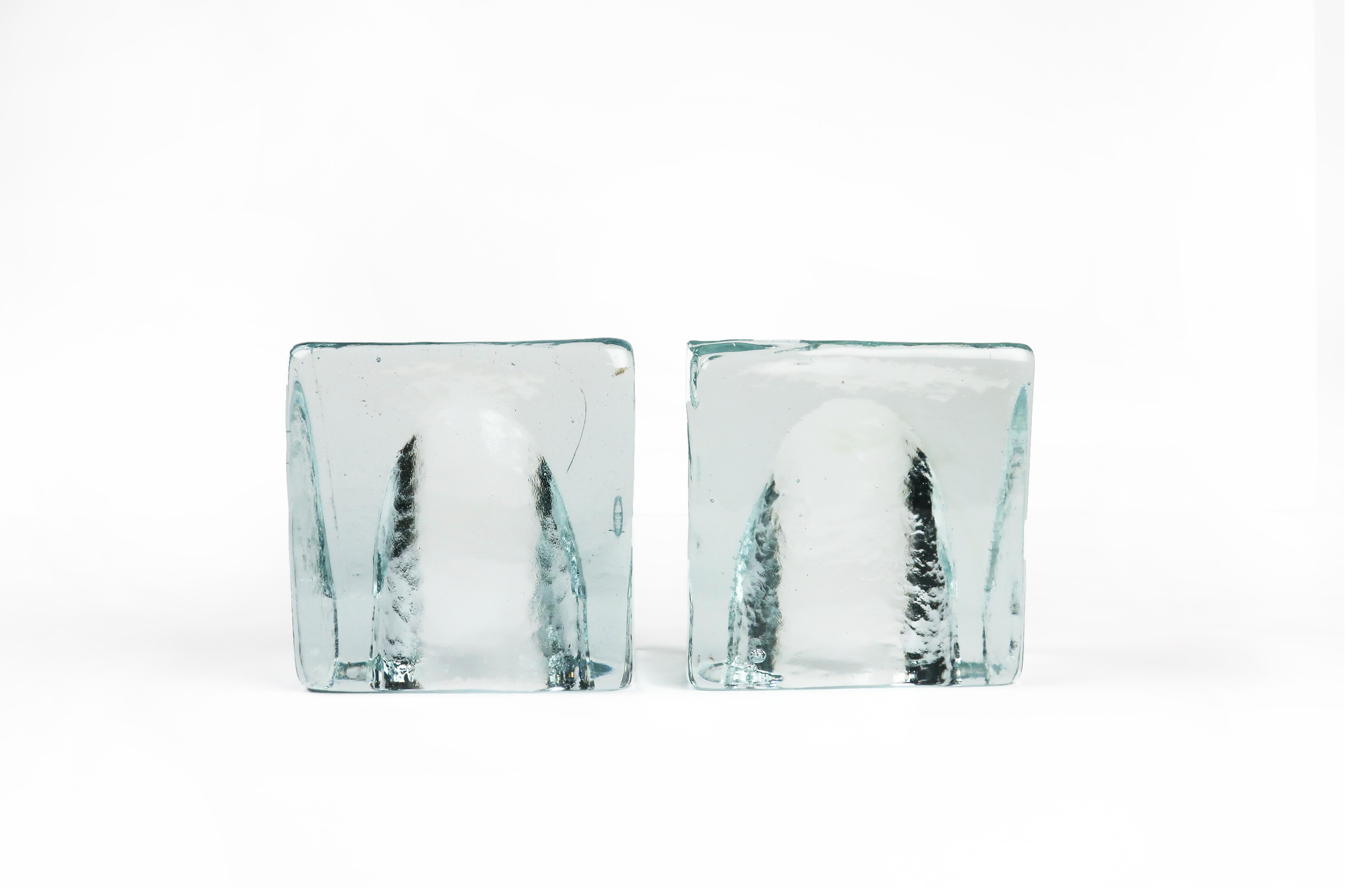 Mid-Century Modern Cast Glass Bookends by Wayne Husted for Blenko