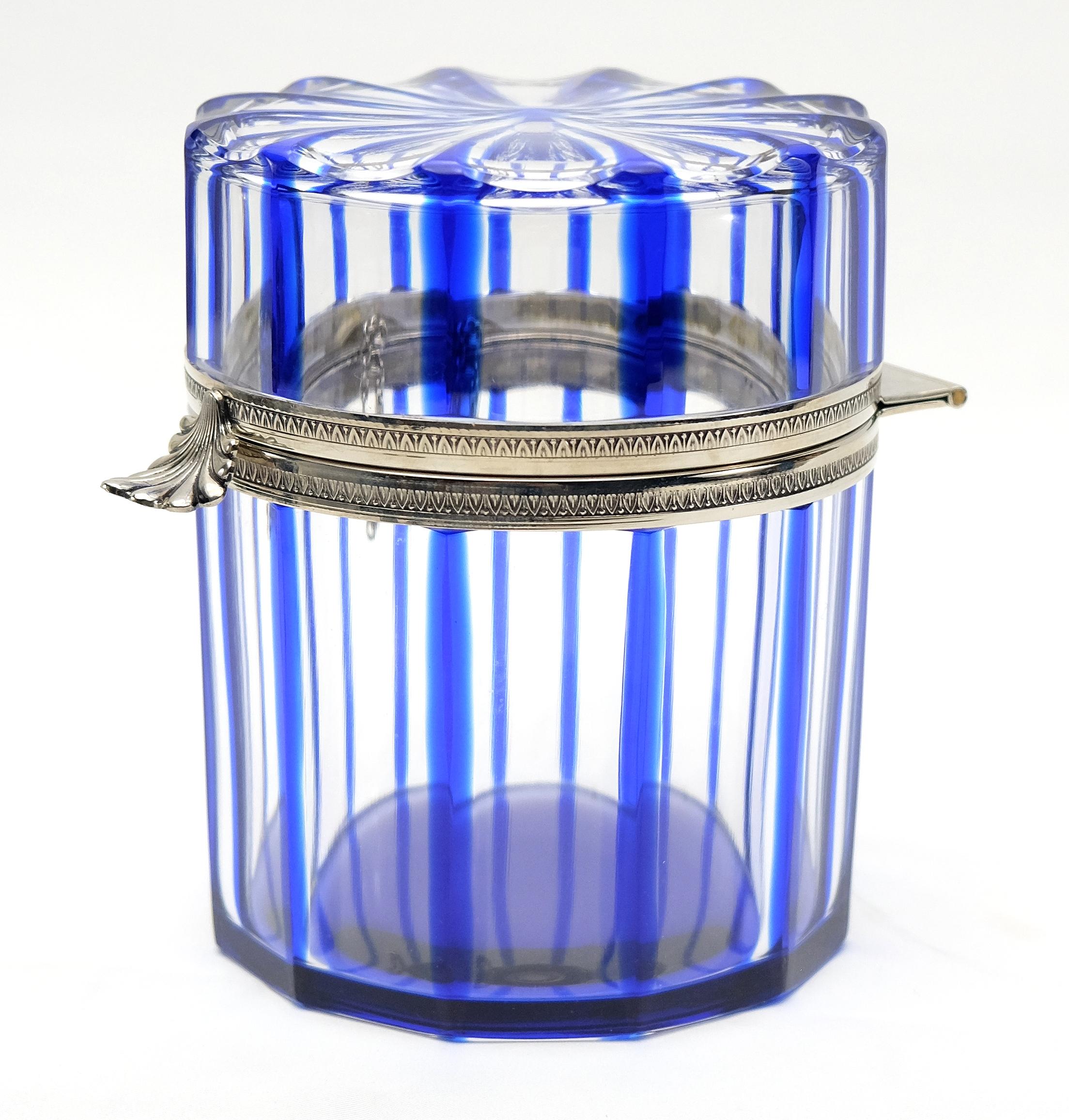 French by Cristal Benito, France Cobalt Blue and Cut Crystal Lidded Box 