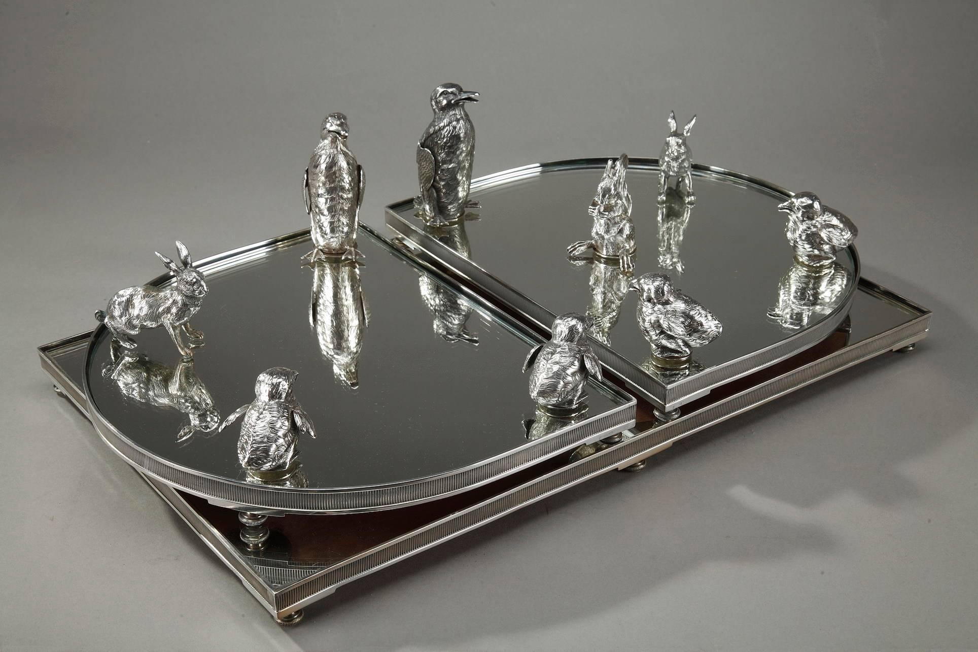 Art Deco Antique Silver Tray and Table Centrepiece by Ernest Eschwege 'French, ? - 1921'