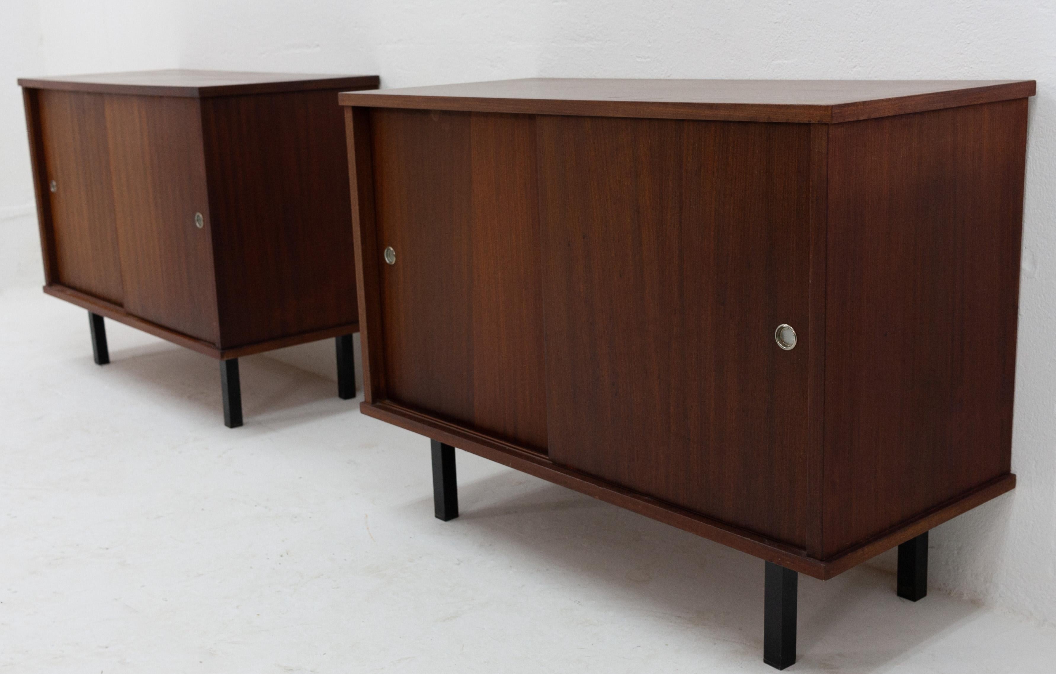 Mid-Century Modern Pair of Cabinets with Sliding Doors, Dutch 1960s