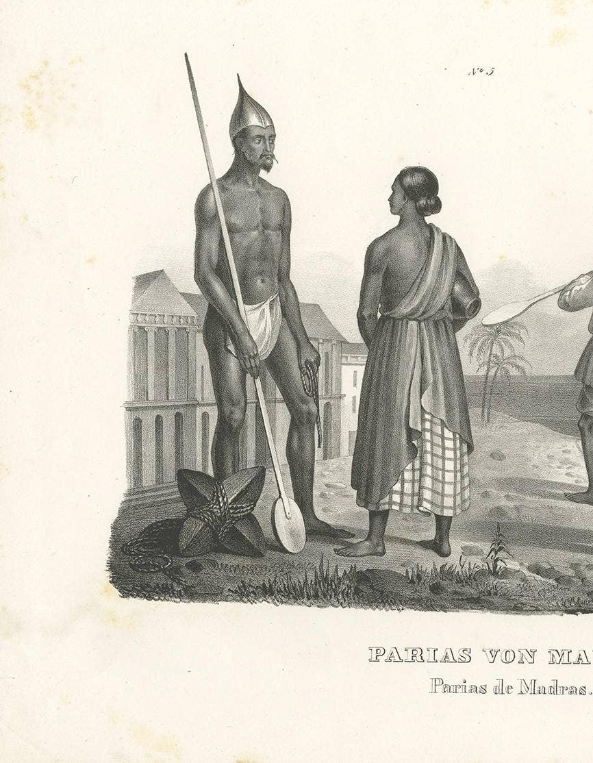 Antique Print of Parias from Madras in India, 1836