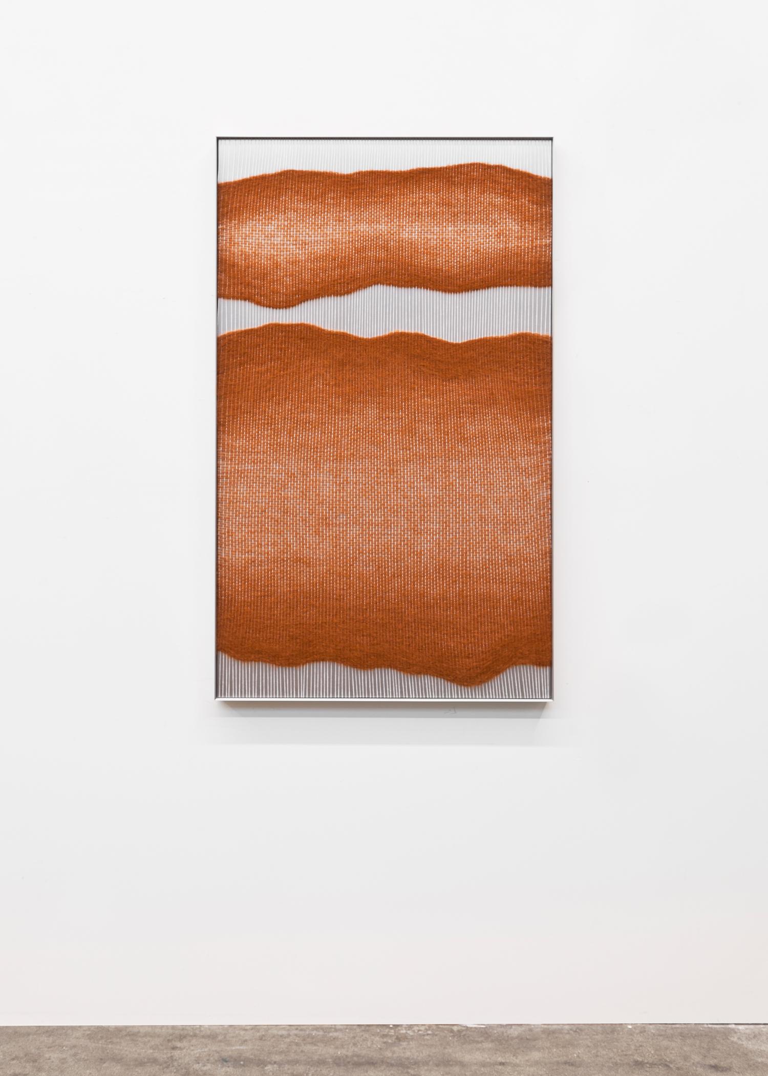 Post-Modern Contemporary Handwoven Wall Fiber Art, Rust Edge Forms by Mimi Jung For Sale