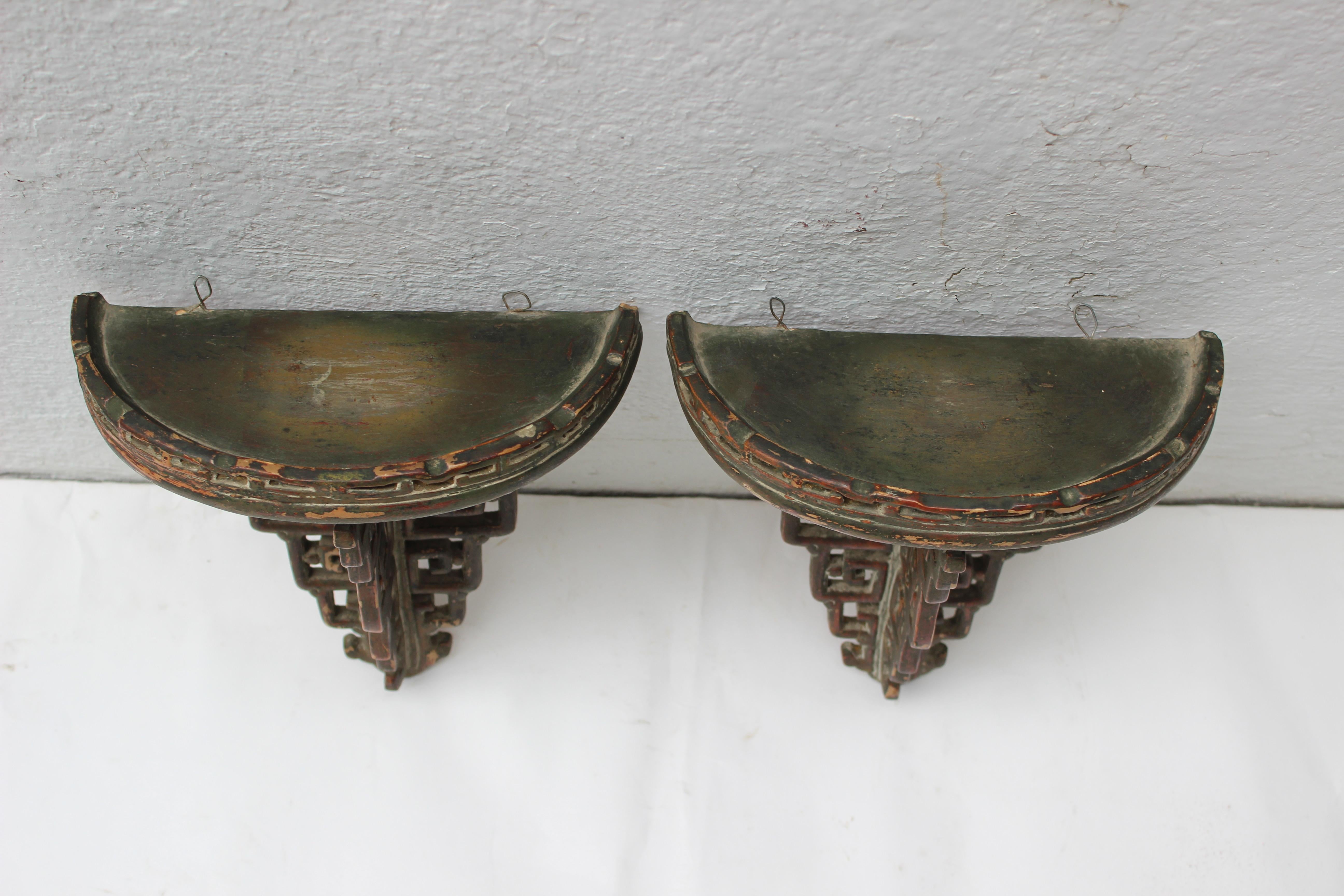 Pair of James Mont Style Ceramic Wall Brackets In Good Condition In East Hampton, NY