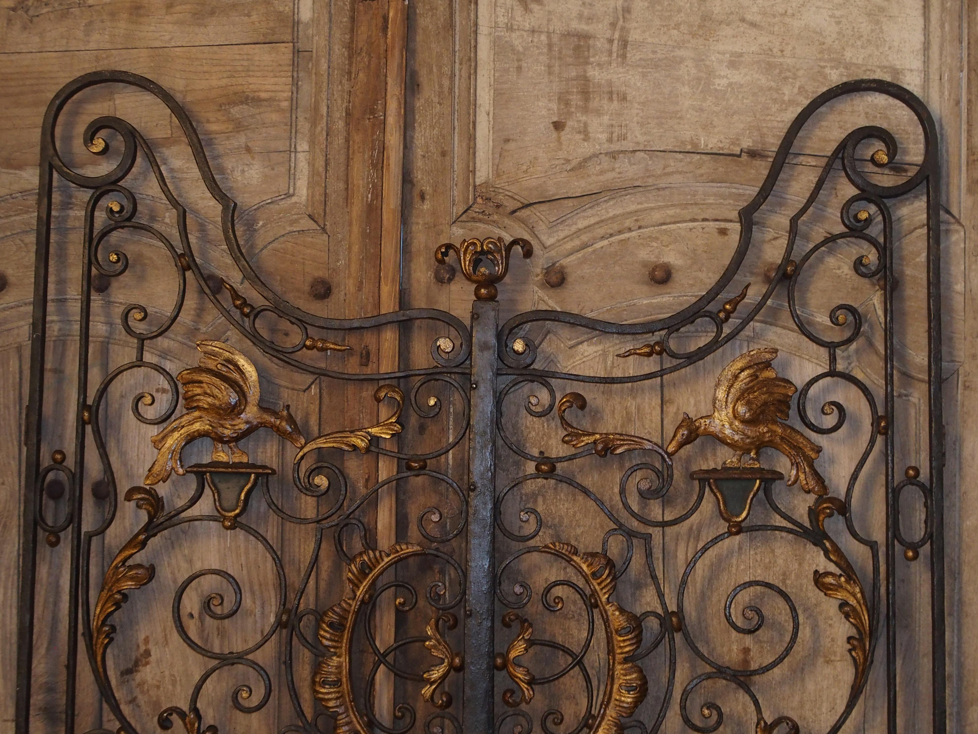 Régence Pair of Early 18th Century Forged and Lacquered Iron Gates from Provence France