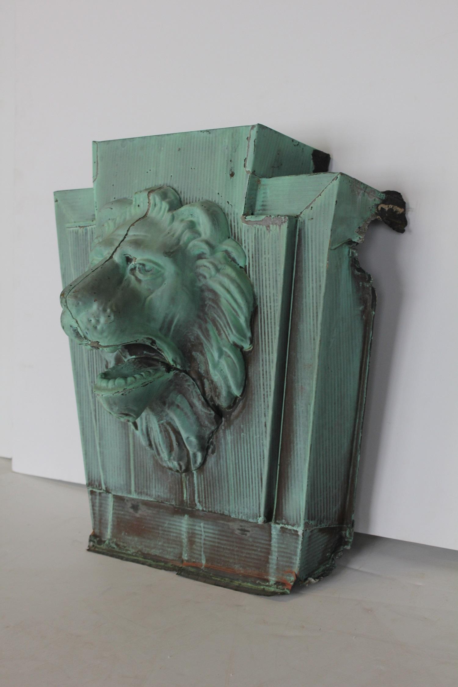 Antique American Lion Architectural Copper Wall Plaque, Two Available In Good Condition For Sale In Chicago, IL