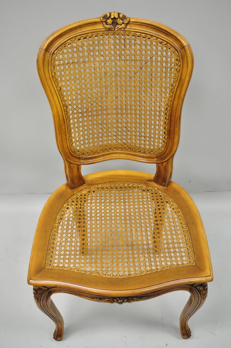 Six French Provincial Louis XV Style Italian Cane Back and Seat Dining