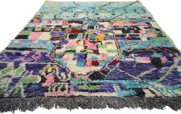 Hand-Knotted Contemporary Abstract Moroccan Rug with Post-Modern Memphis Group Design For Sale