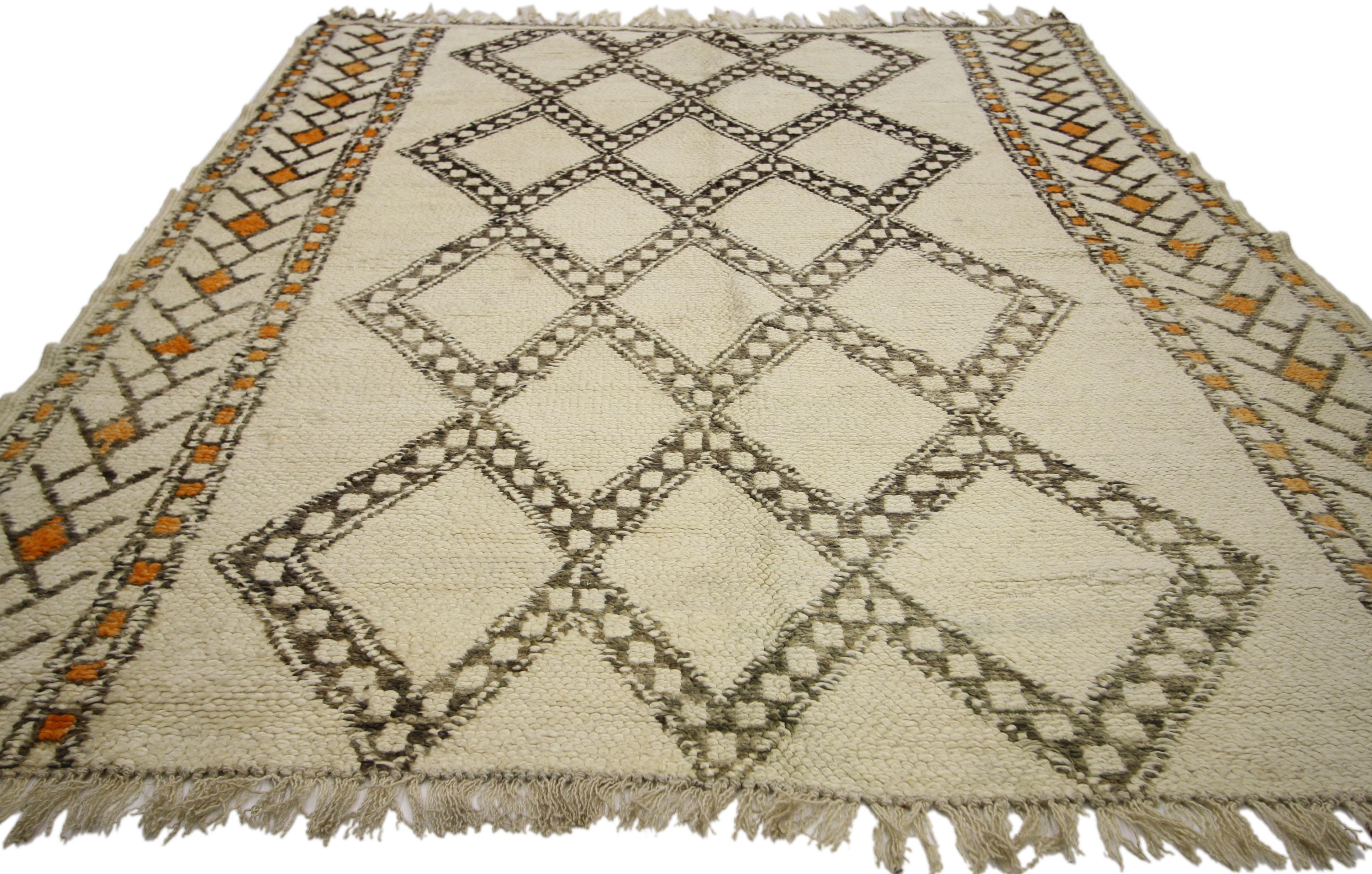 Hand-Knotted Vintage Beni Ourain Moroccan Rug with Tribal Style, Beni Ourain Rug