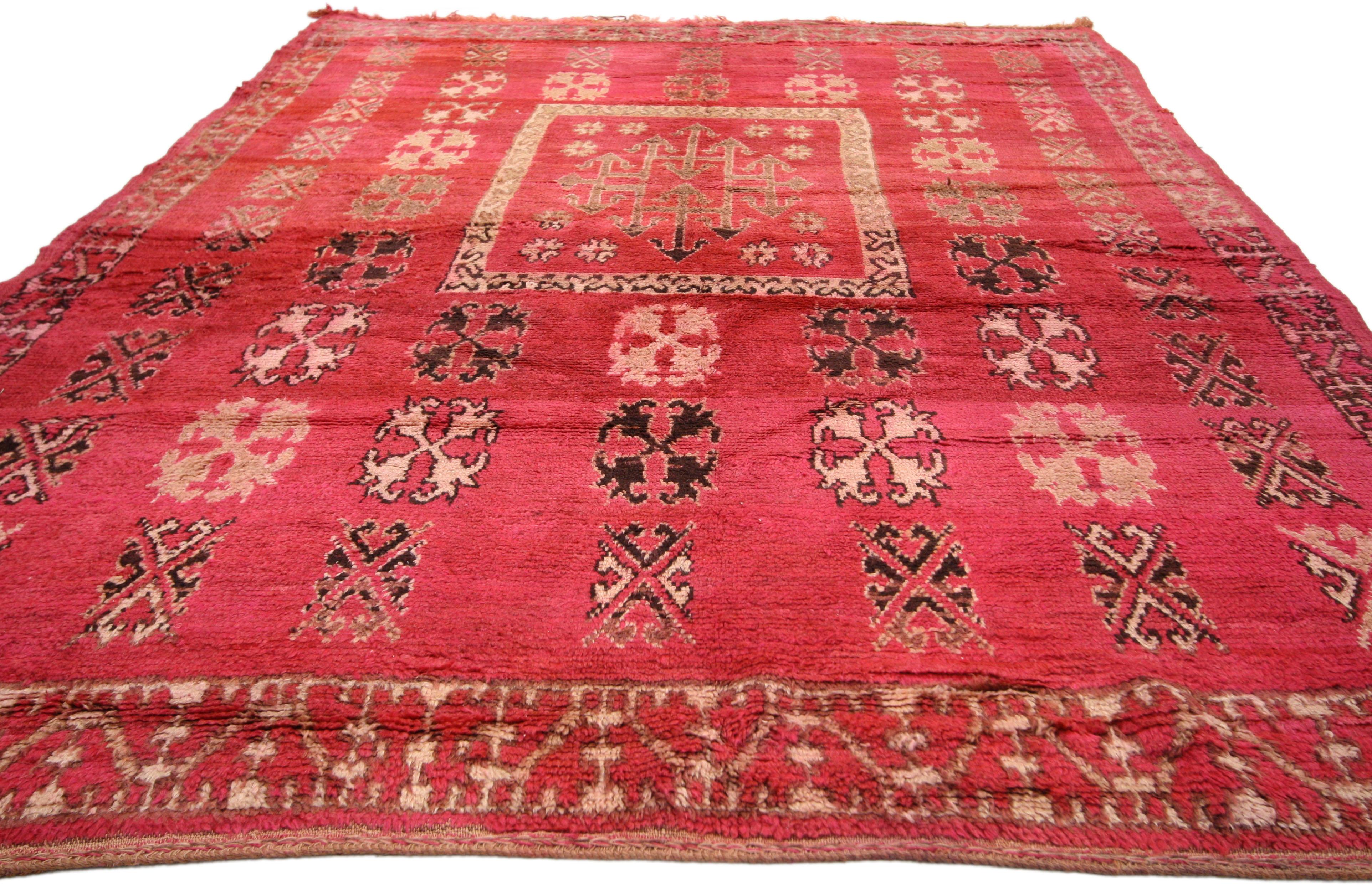 Hand-Knotted Vintage Berber Moroccan Rug with Tribal Style, Moroccan Berber Carpet