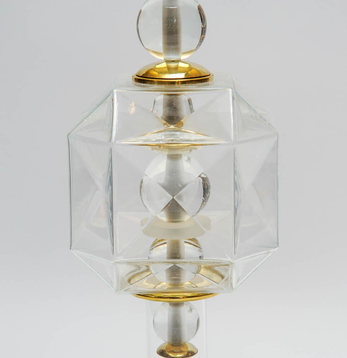 Italian Pair of Clear Murano Glass Table Lamps