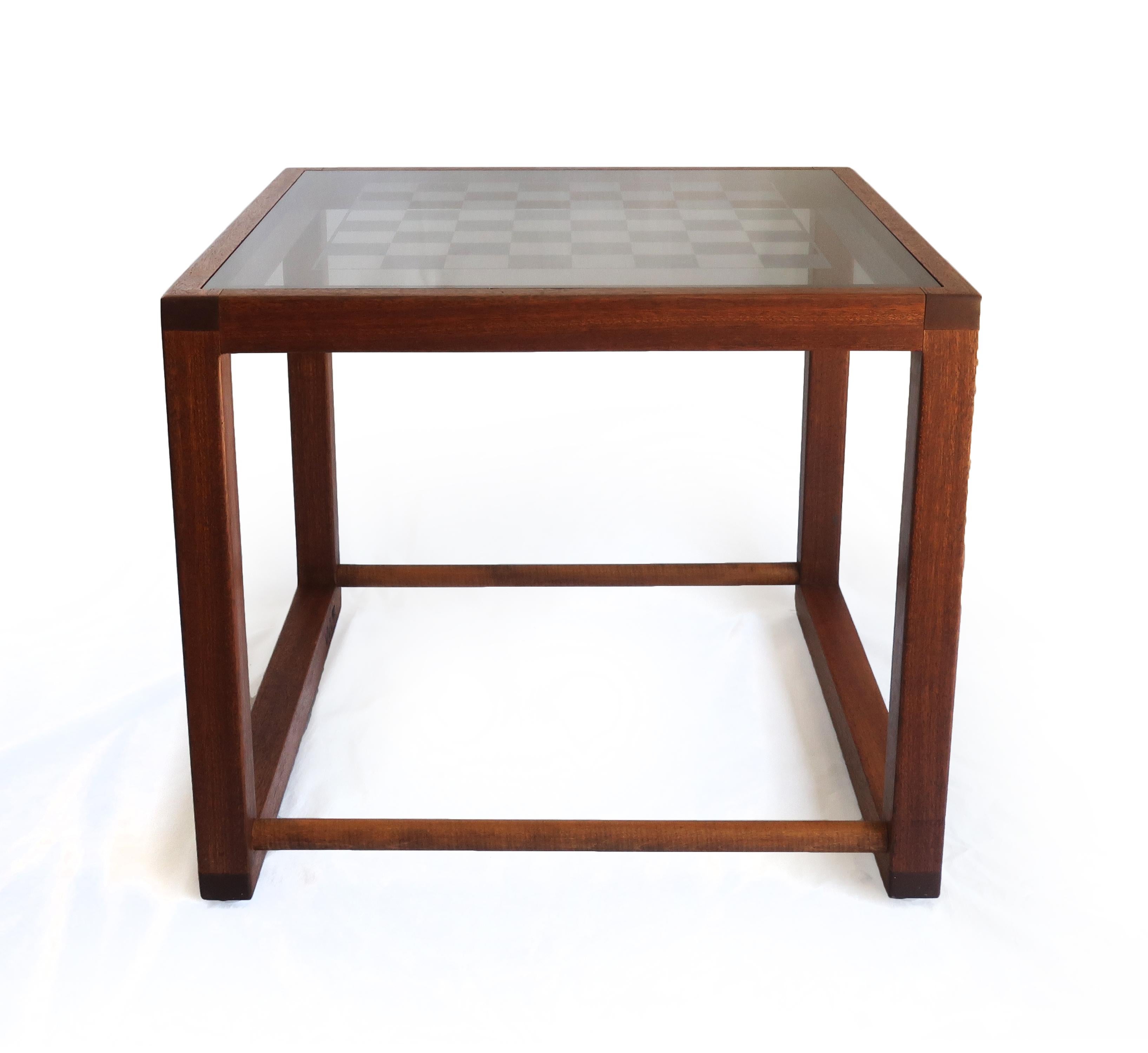 American Walnut and Glass Game Table