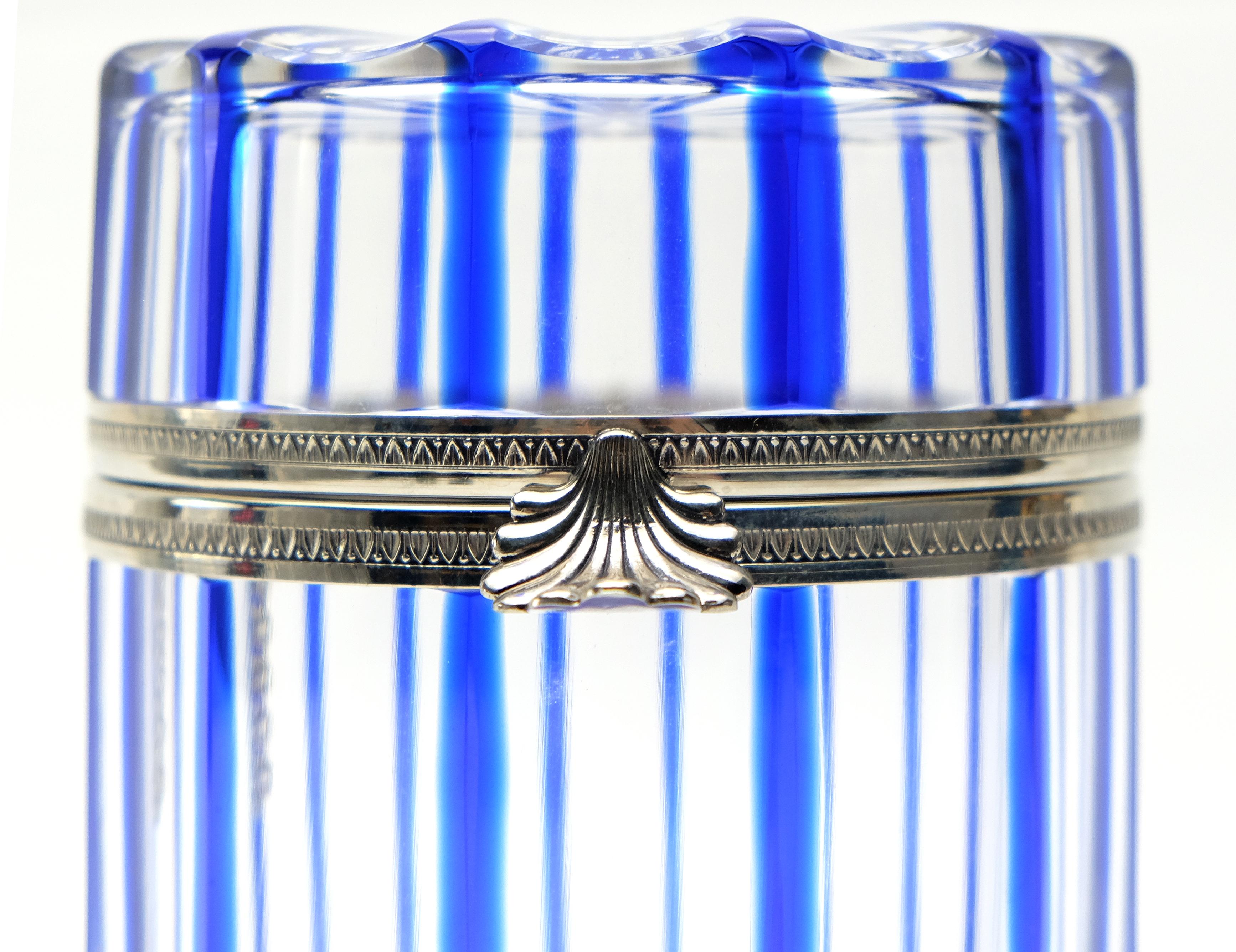 Silvered by Cristal Benito, France Cobalt Blue and Cut Crystal Lidded Box 
