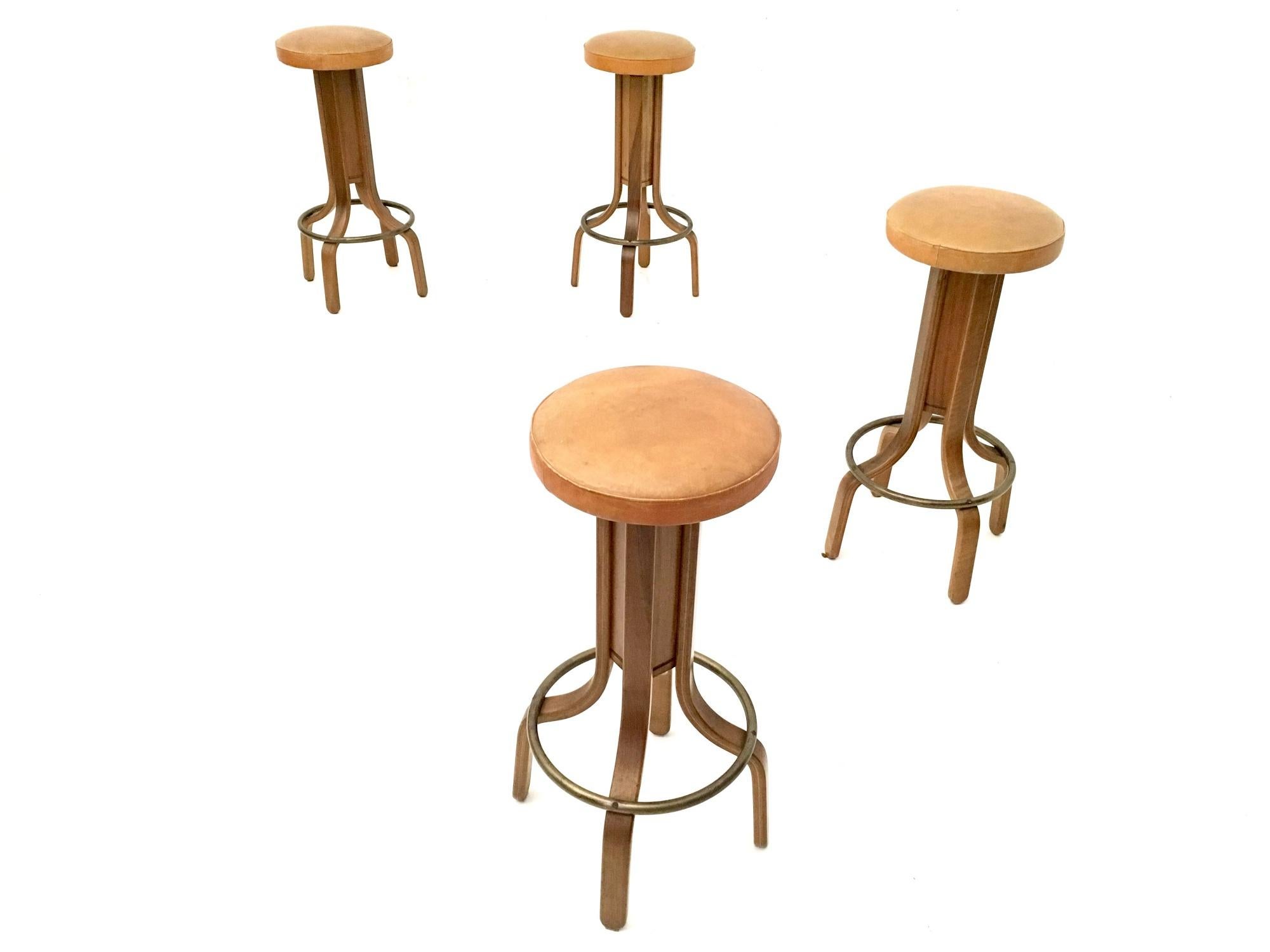 camel color leather bar stools