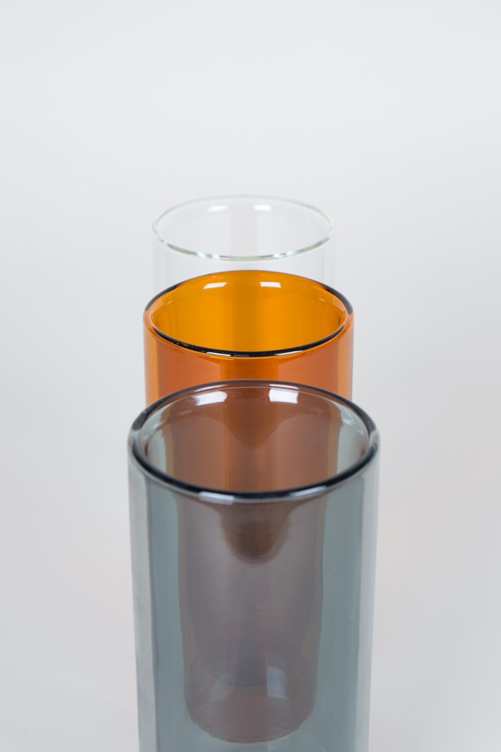 American Double-Wall 16oz Glasses, Set of Two, Amber For Sale