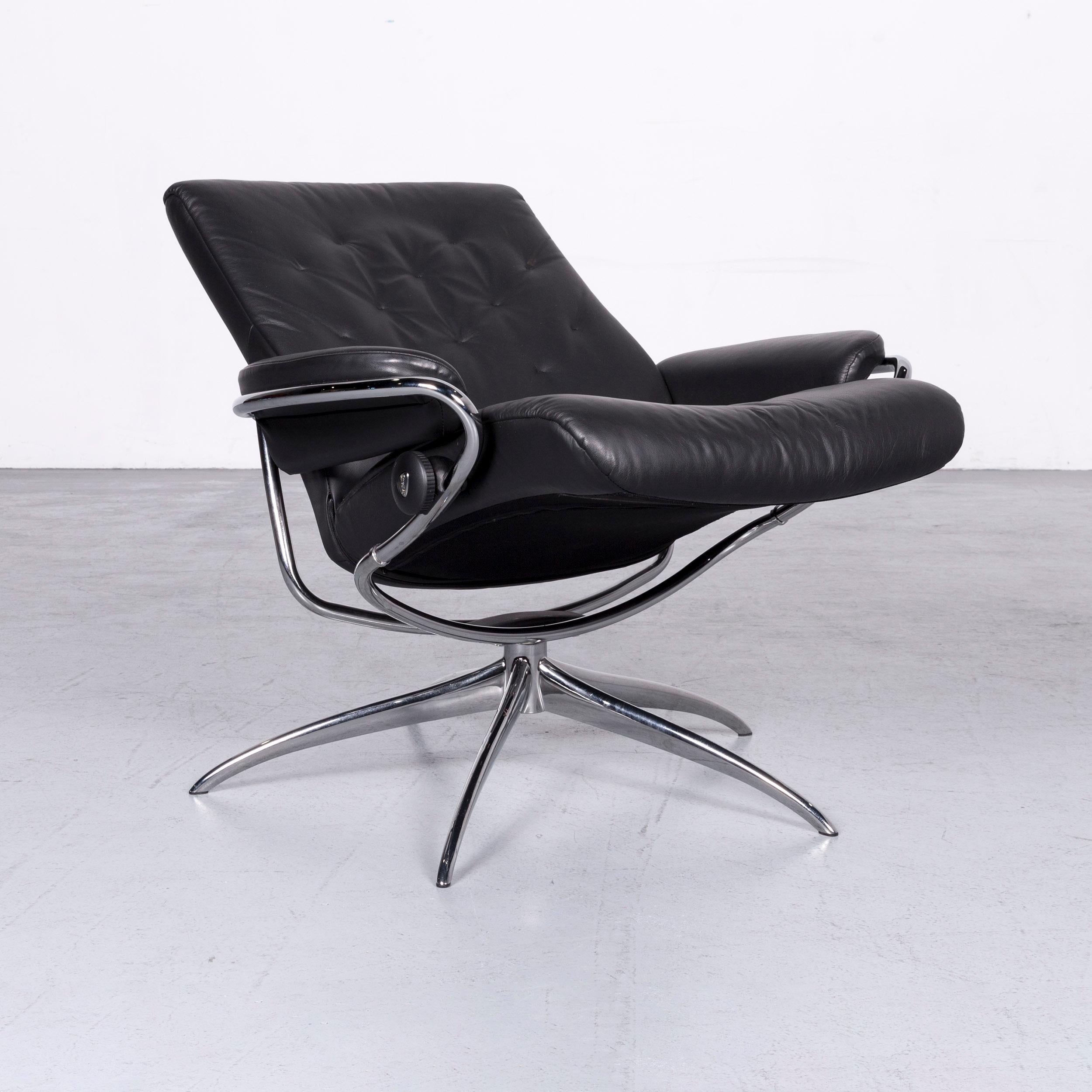 Swedish Ekornes Stressless Metro M Low Back Designer Leather Office Chair Black For Sale