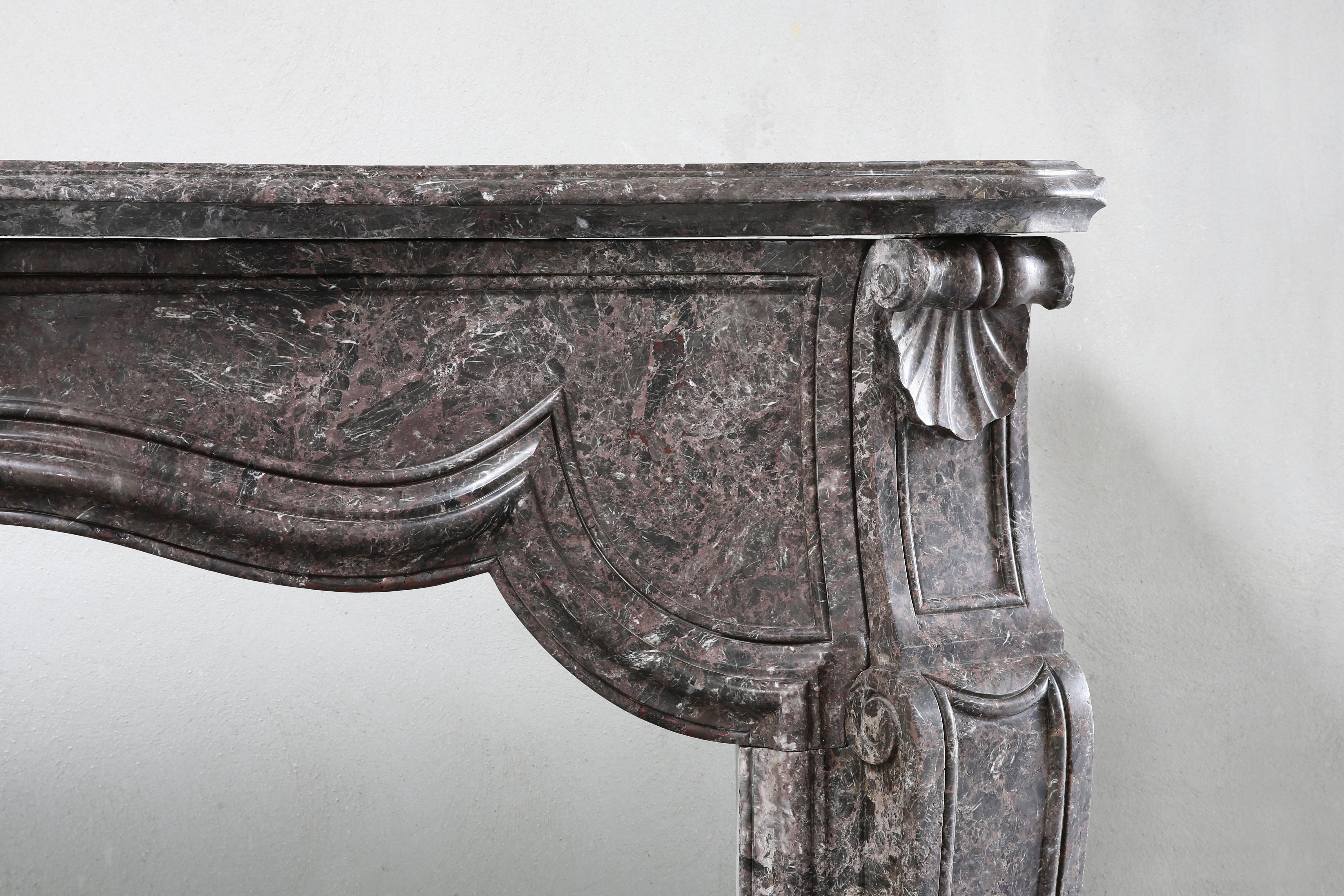 Antique Marble Fireplace from the 19th Century, Louis XV In Good Condition In Made, NL