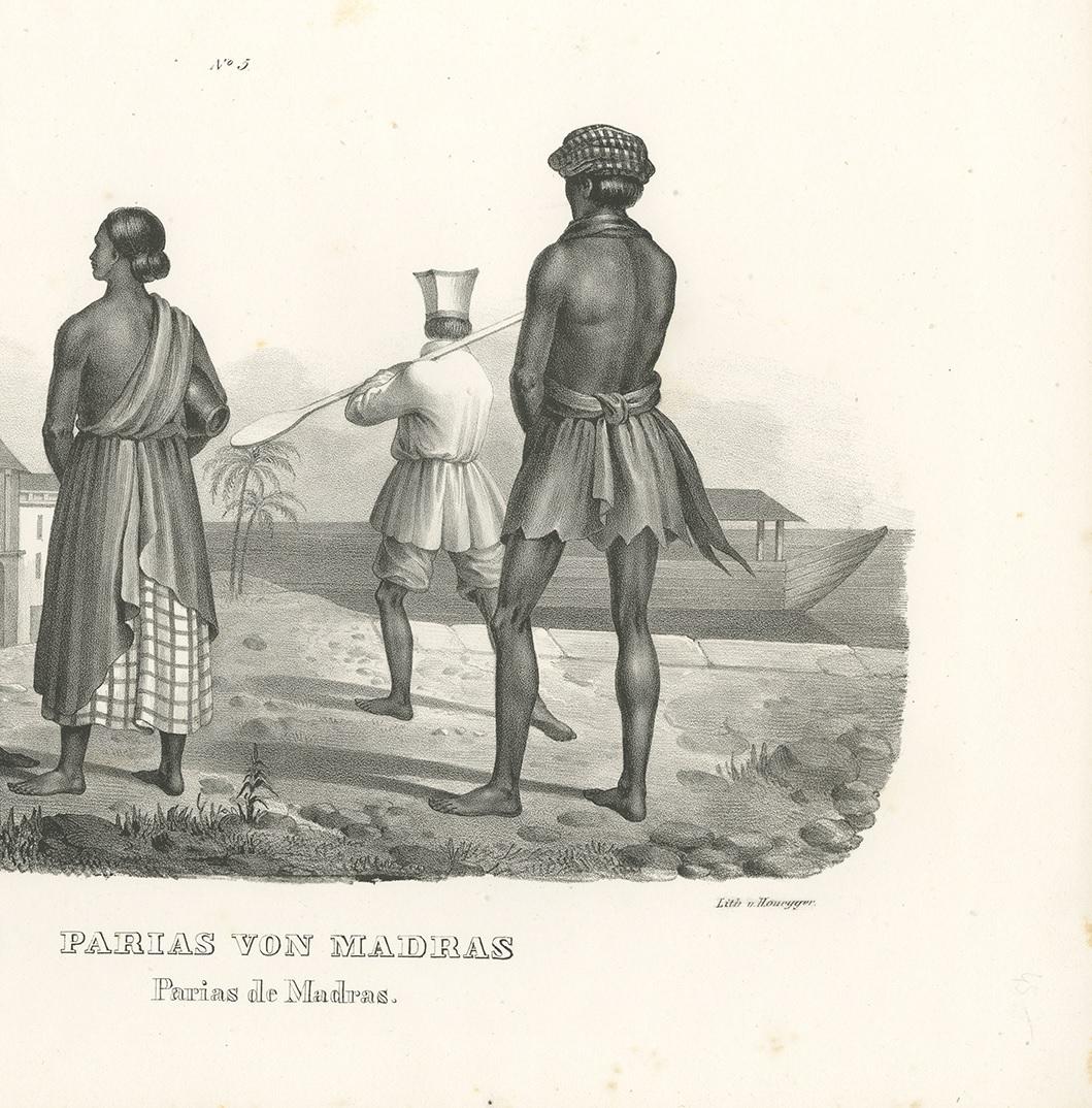 Grabado antiguo de Parias de Madrás en la India, 1836 siglo XIX en venta
