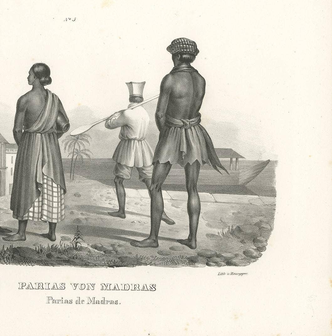 Antique Print of Parias from Madras in India, 1836