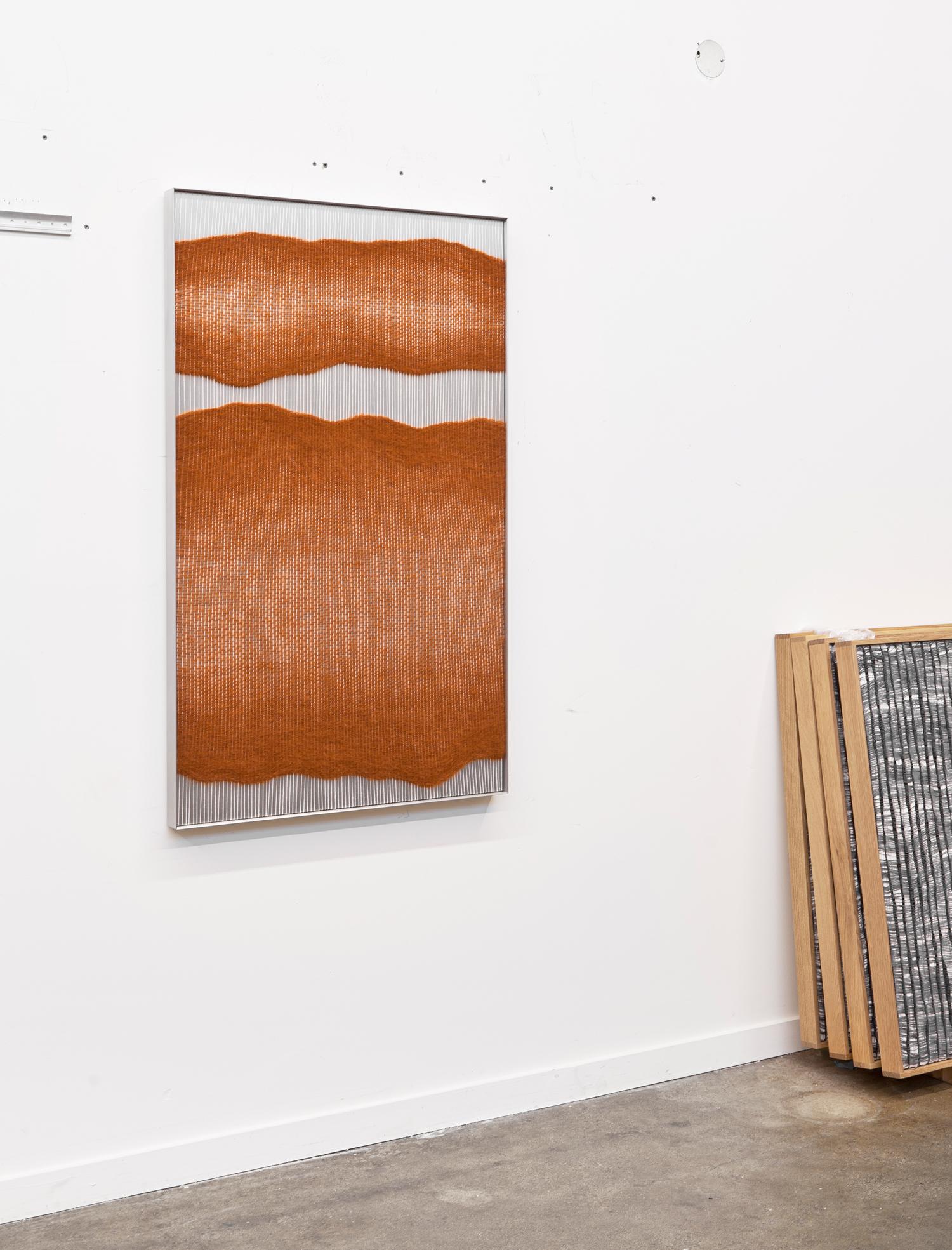 American Contemporary Handwoven Wall Fiber Art, Rust Edge Forms by Mimi Jung For Sale