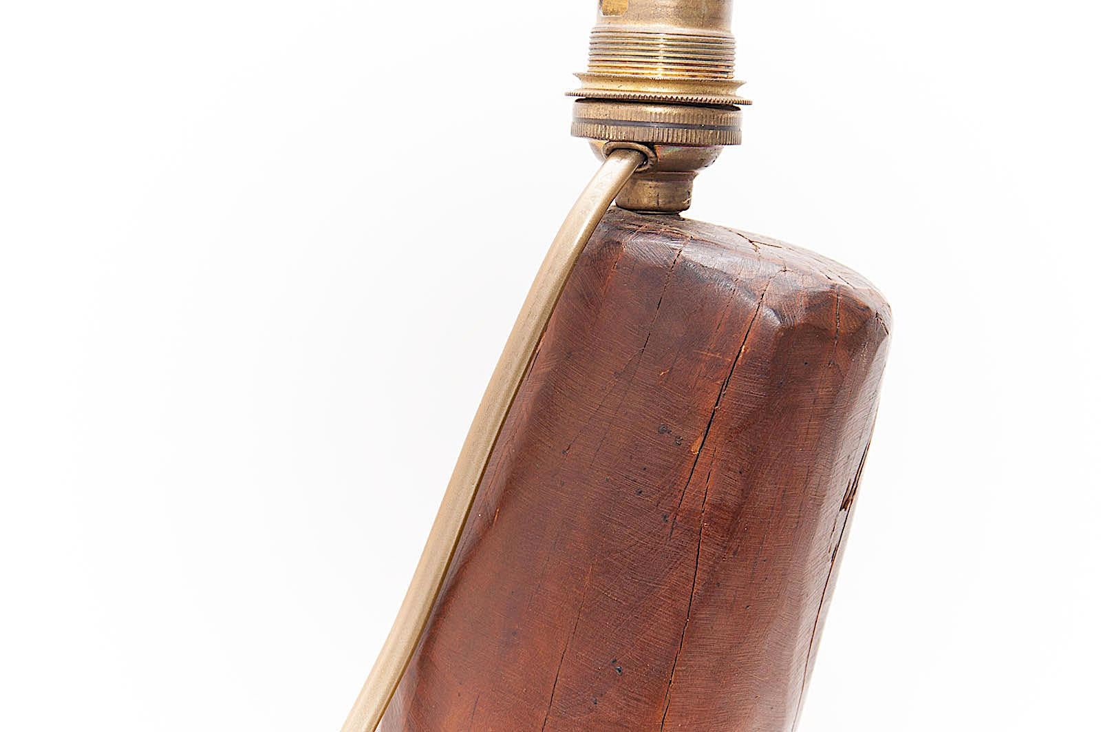 Table Lamp, Brutalist, Abstract Walnut Shape, 1950, Alexandre Noll Style, Brown In Good Condition In Auribeau sur Siagne, FR