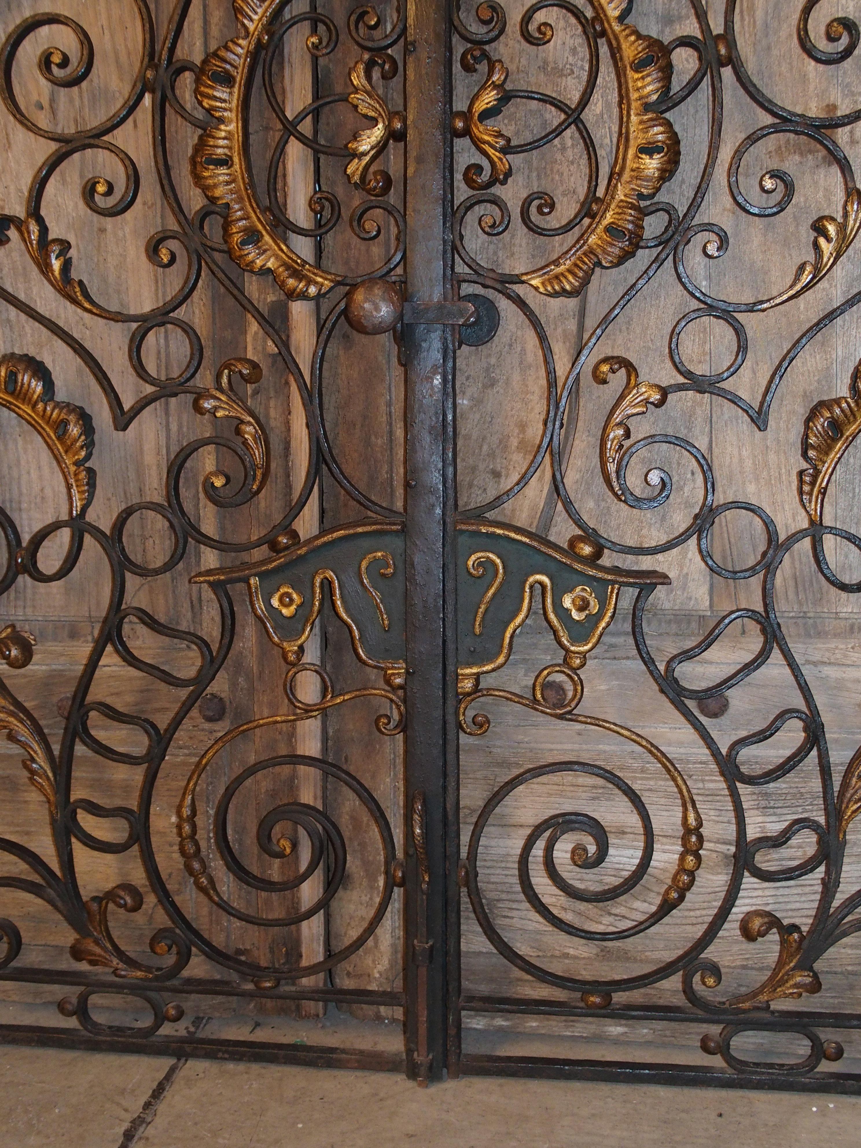 French Pair of Early 18th Century Forged and Lacquered Iron Gates from Provence France