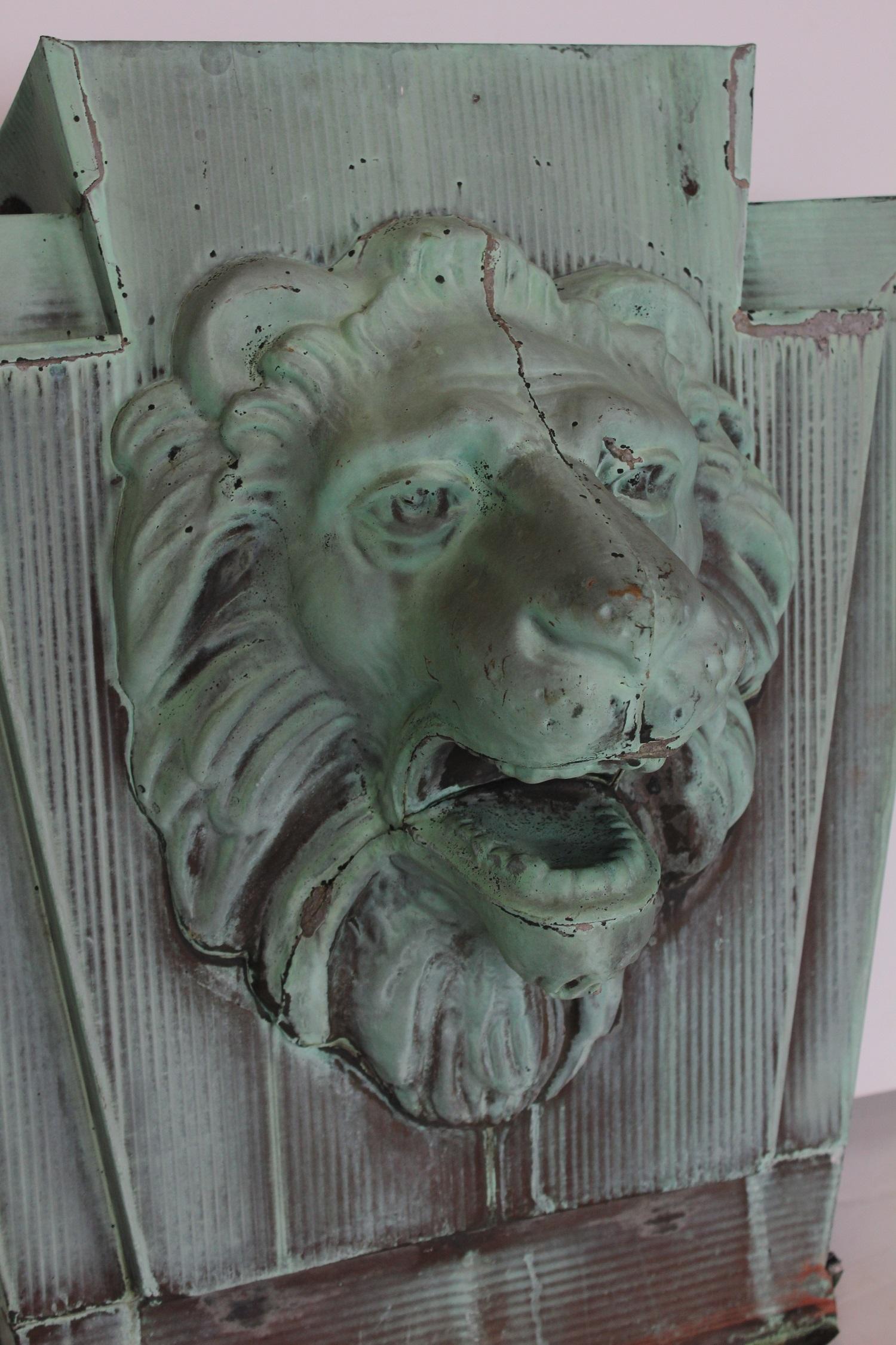 Late 19th Century Antique American Lion Architectural Copper Wall Plaque, Two Available For Sale