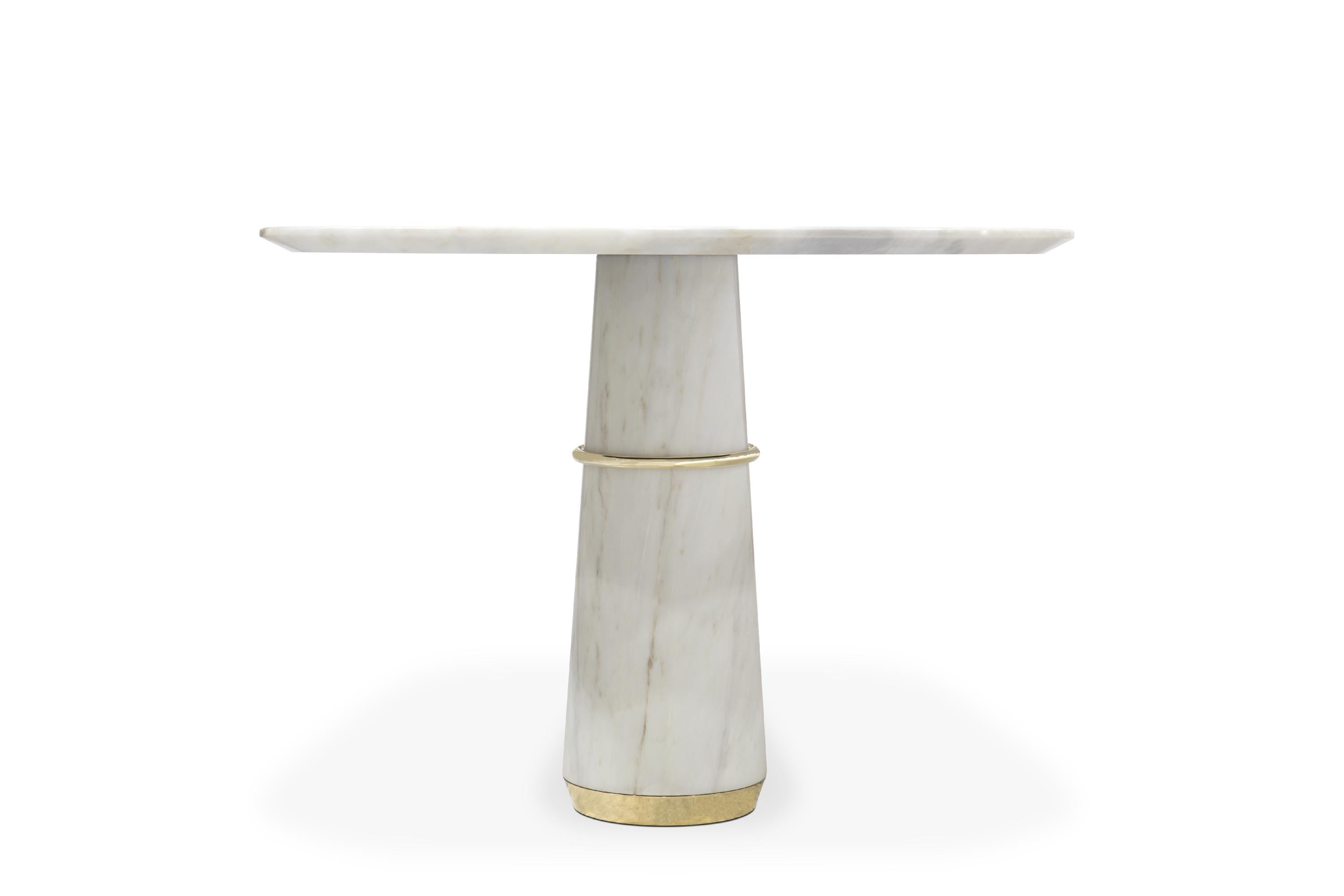 Polished Contemporary Modern Agra 4 Seat Dining Table by Brabbu For Sale