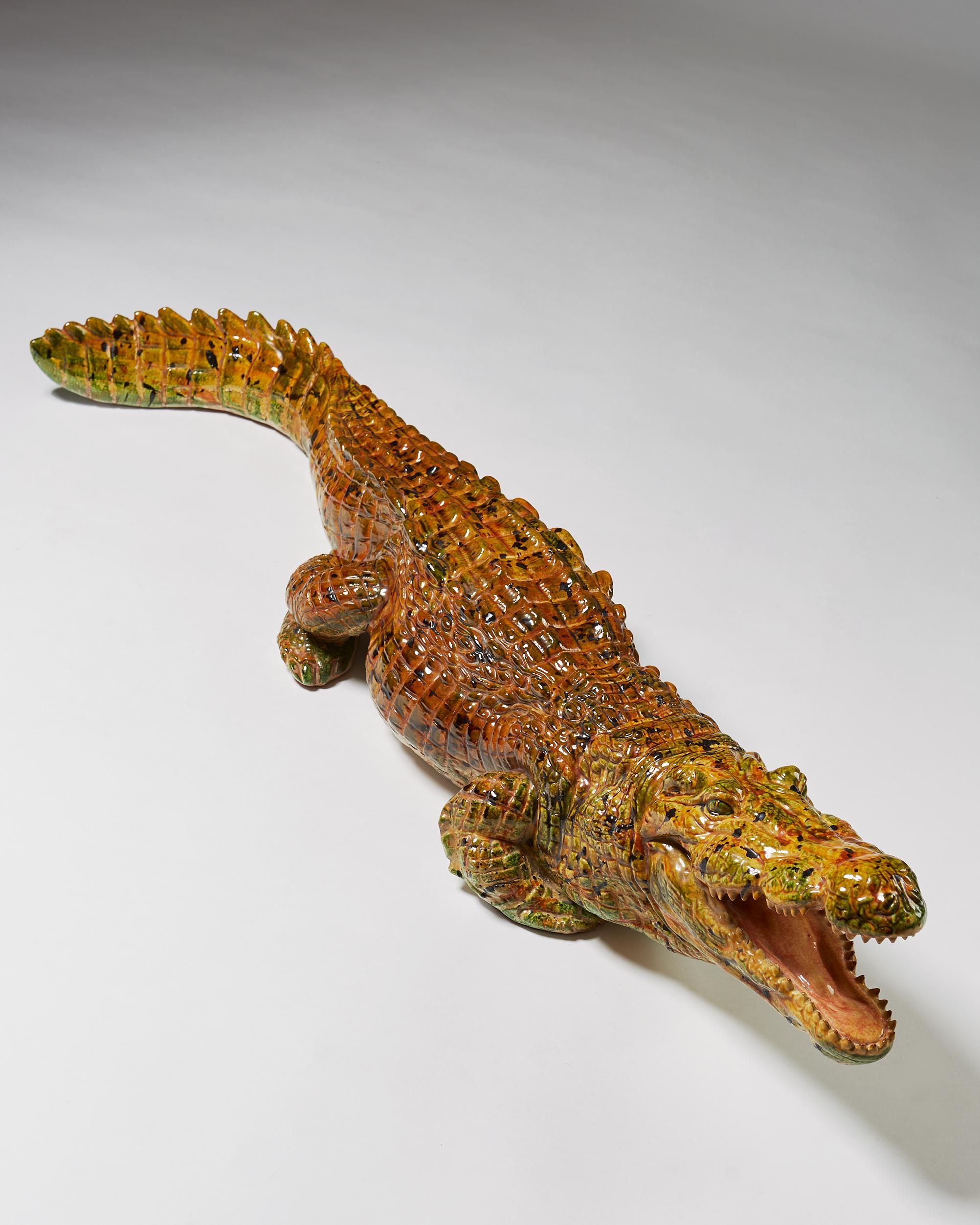 Sculpture of Crocodile, Anonymous, 1950s In Good Condition In Stockholm, SE
