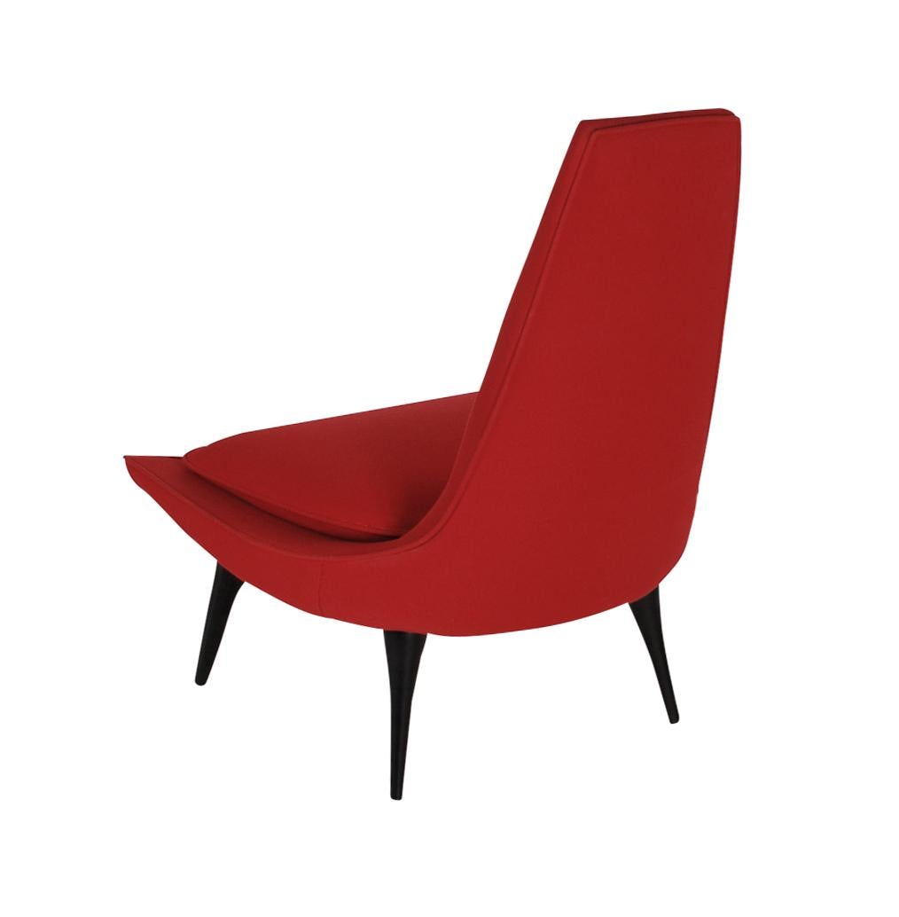 Mid-20th Century Mid-Century Modern Sculptural Lounge Chair by Karpen of California in Red Wool