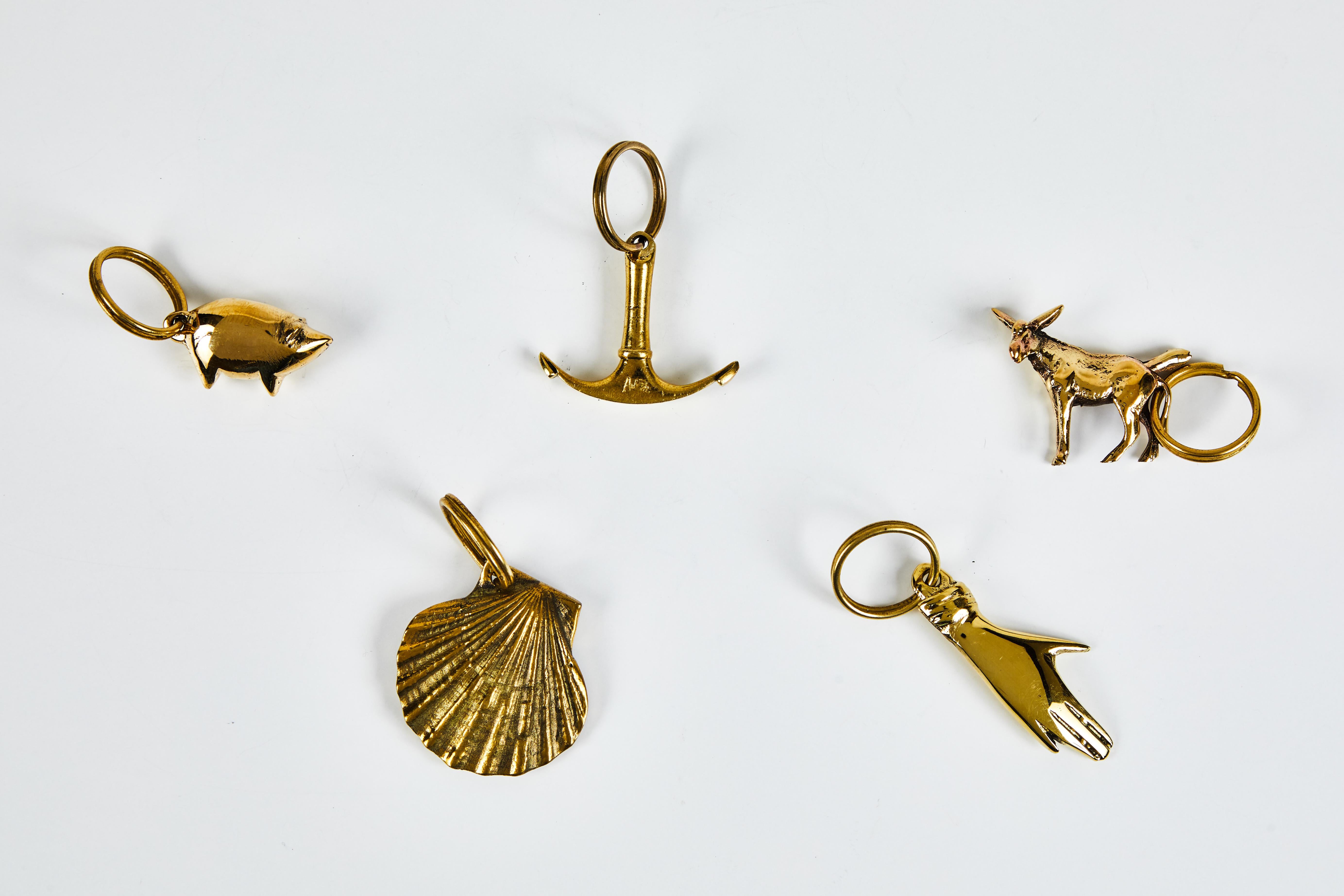 Mid-Century Modern Carl Auböck Model #7151 'Anchor' Brass Figurine Keyring For Sale