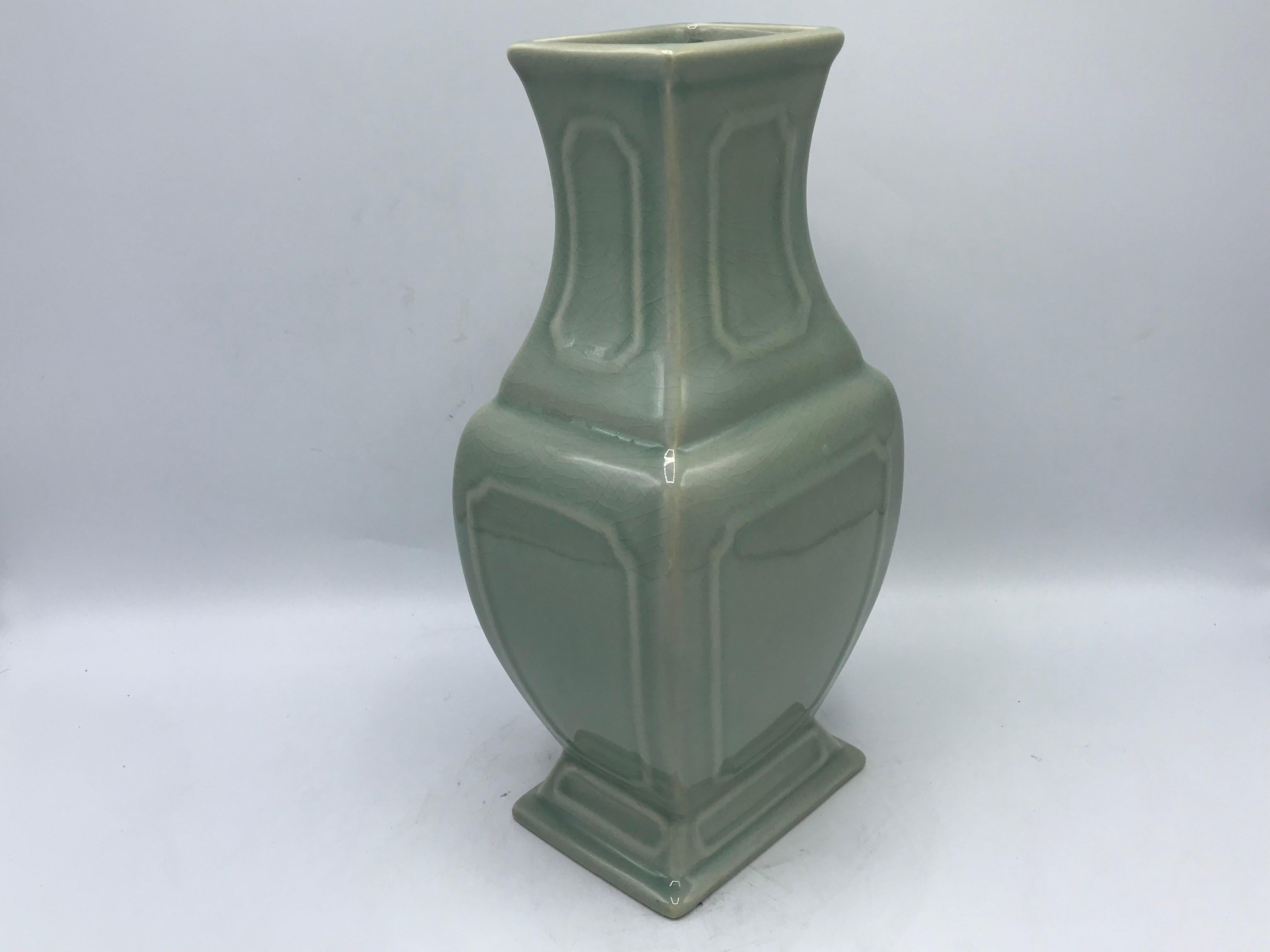 1980s Maitland Smith Chinoiserie Celadon Vase In Excellent Condition In Richmond, VA