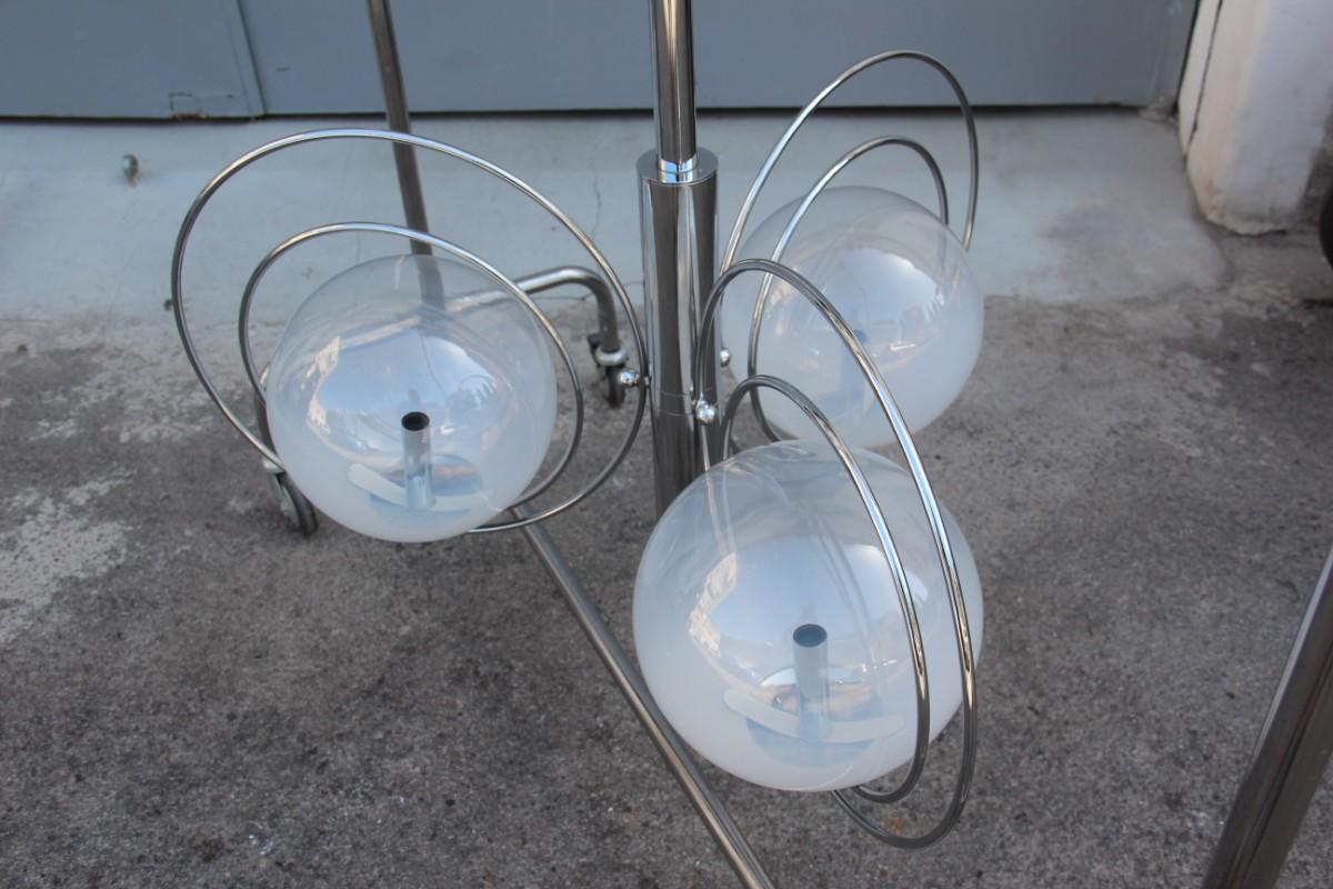 Late 20th Century Pop Art Italian Chandelier Chrome Balls Murano Glass Italian Design 1970s Round For Sale