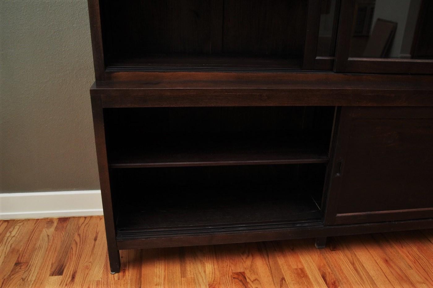 Ebonized Wood and Glass Bookcase Cabinet For Sale 1
