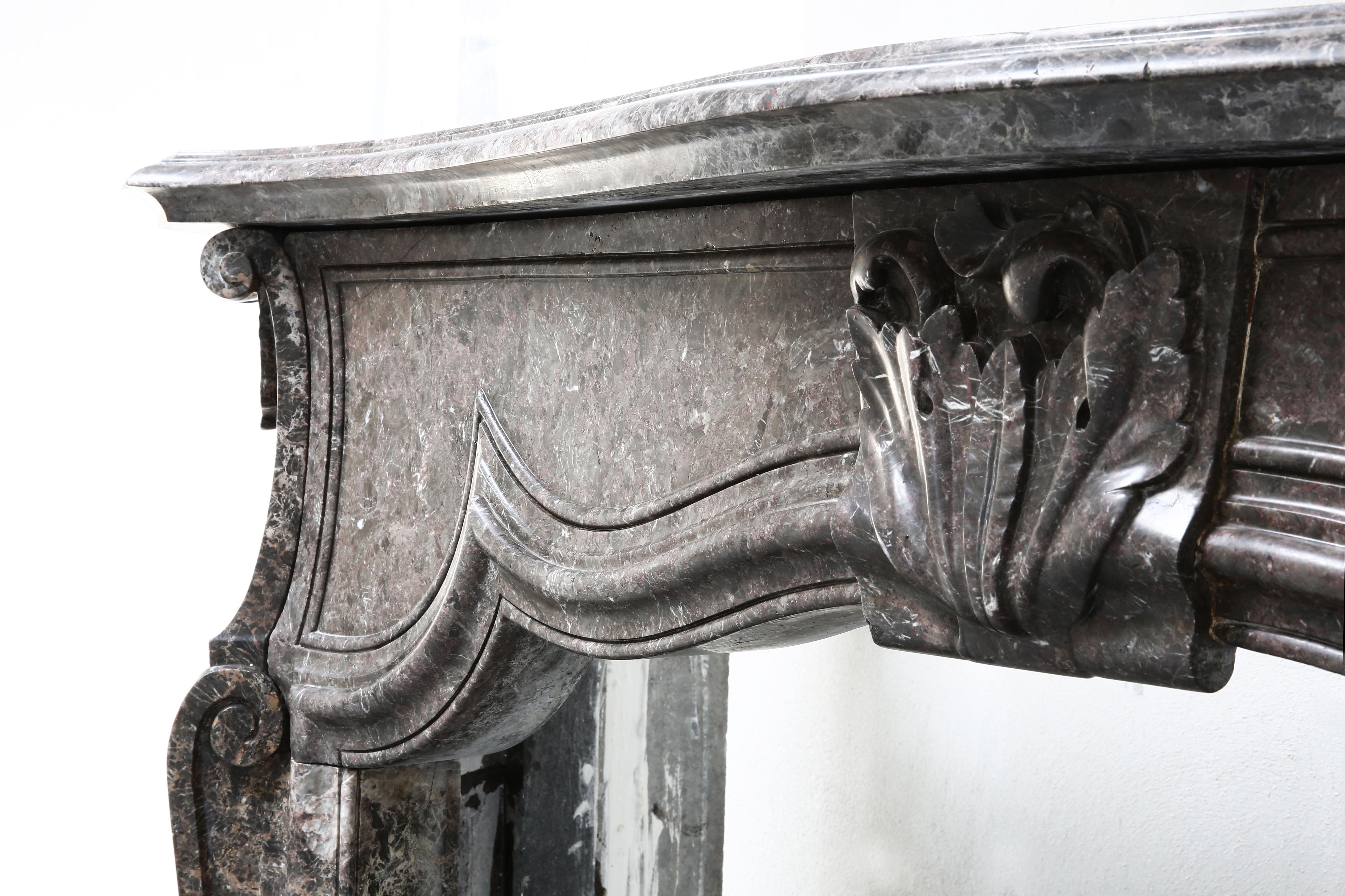 Limestone Antique Marble Fireplace from the 19th Century, Louis XV