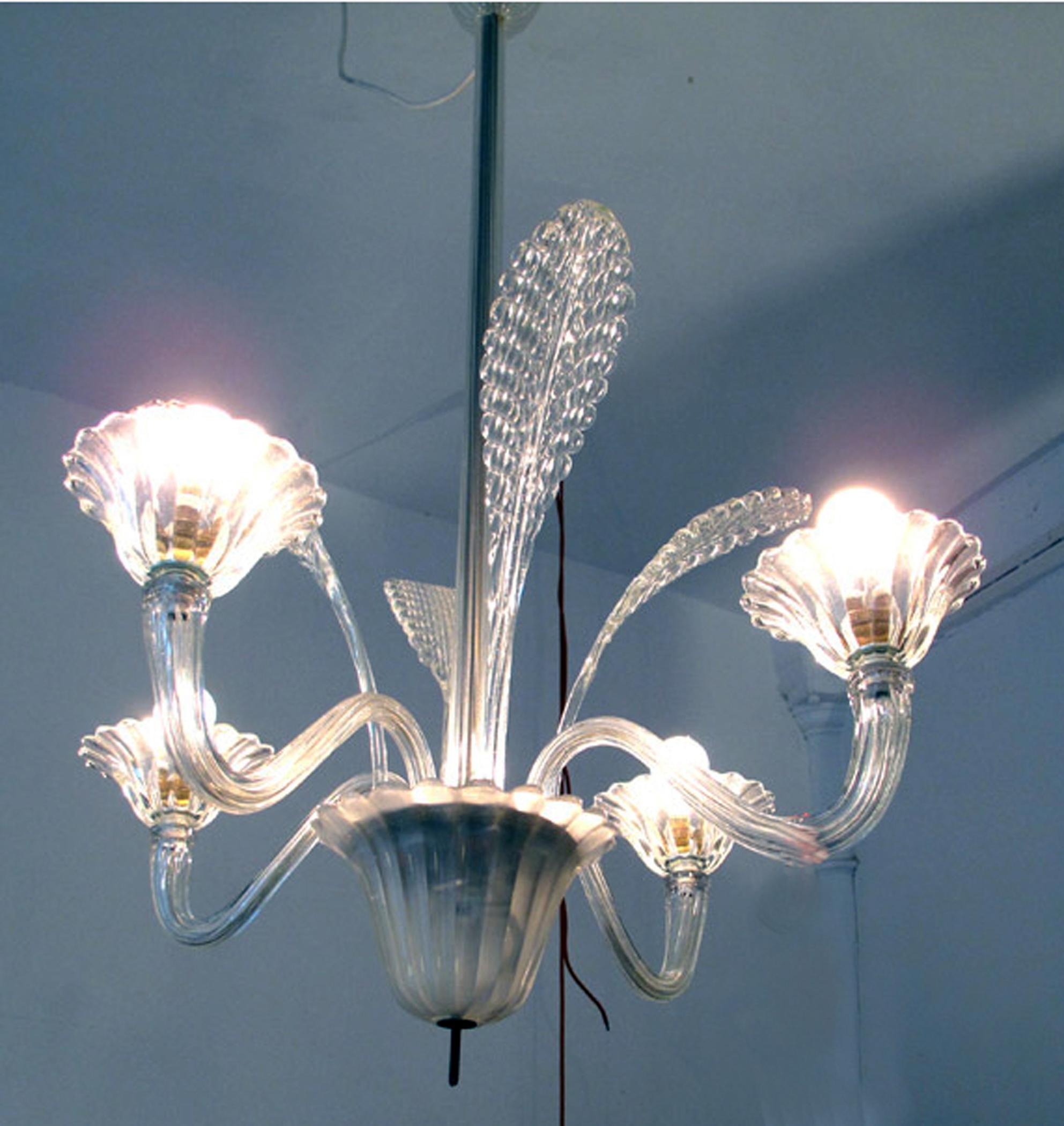 Murano Glass Murano Crystal Chandelier, 1950s For Sale