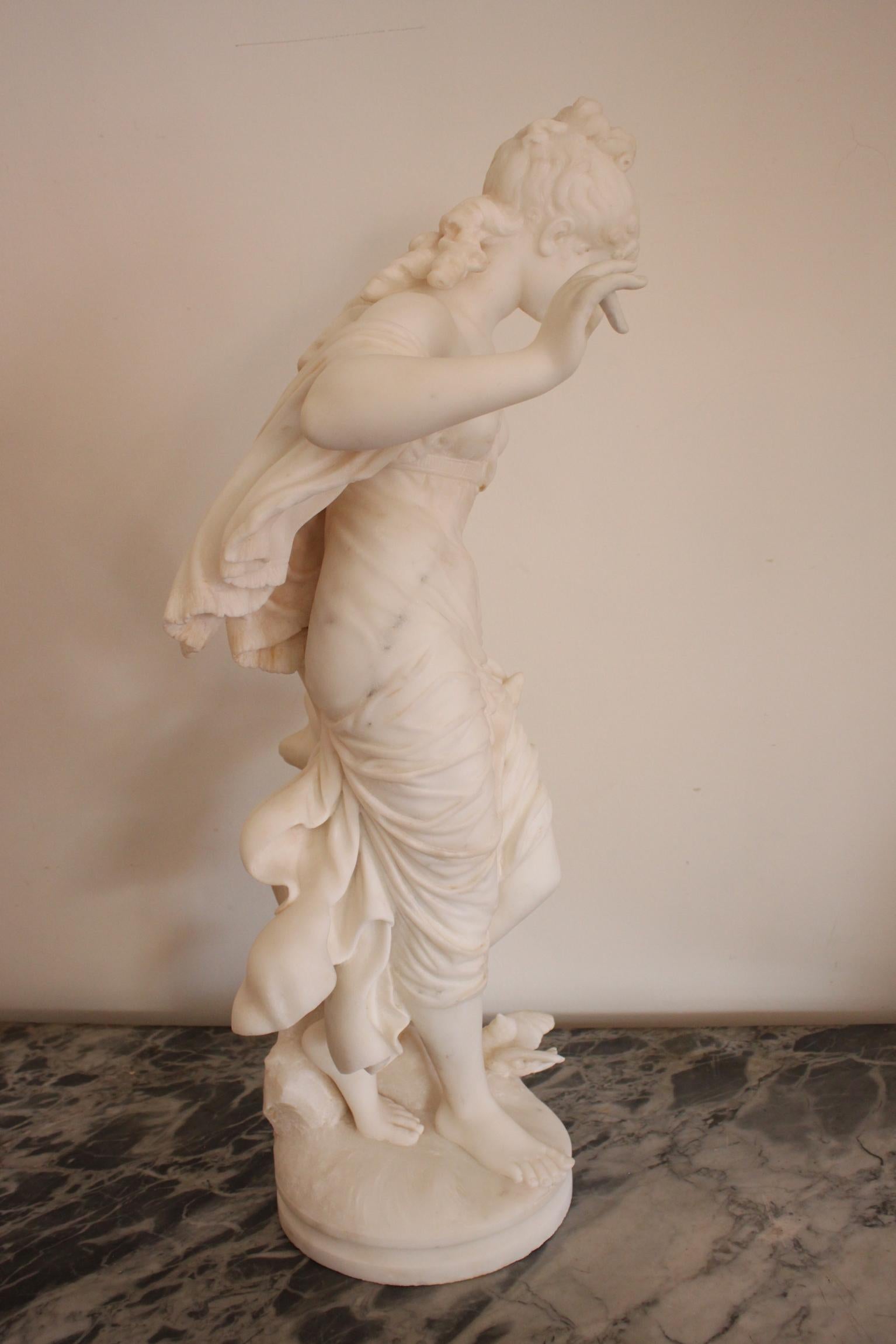Belle Époque 19th Century Fausto Biggi Carrara Marble Sculpture 