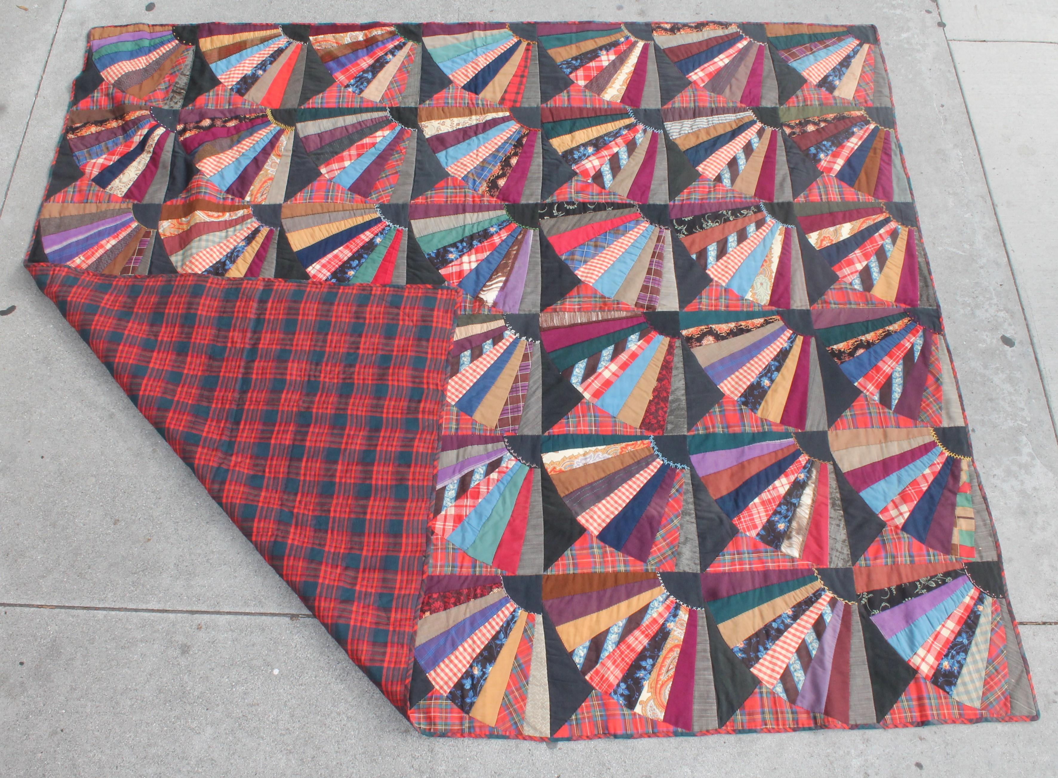 American 19th Century Crazy Fan Quilt