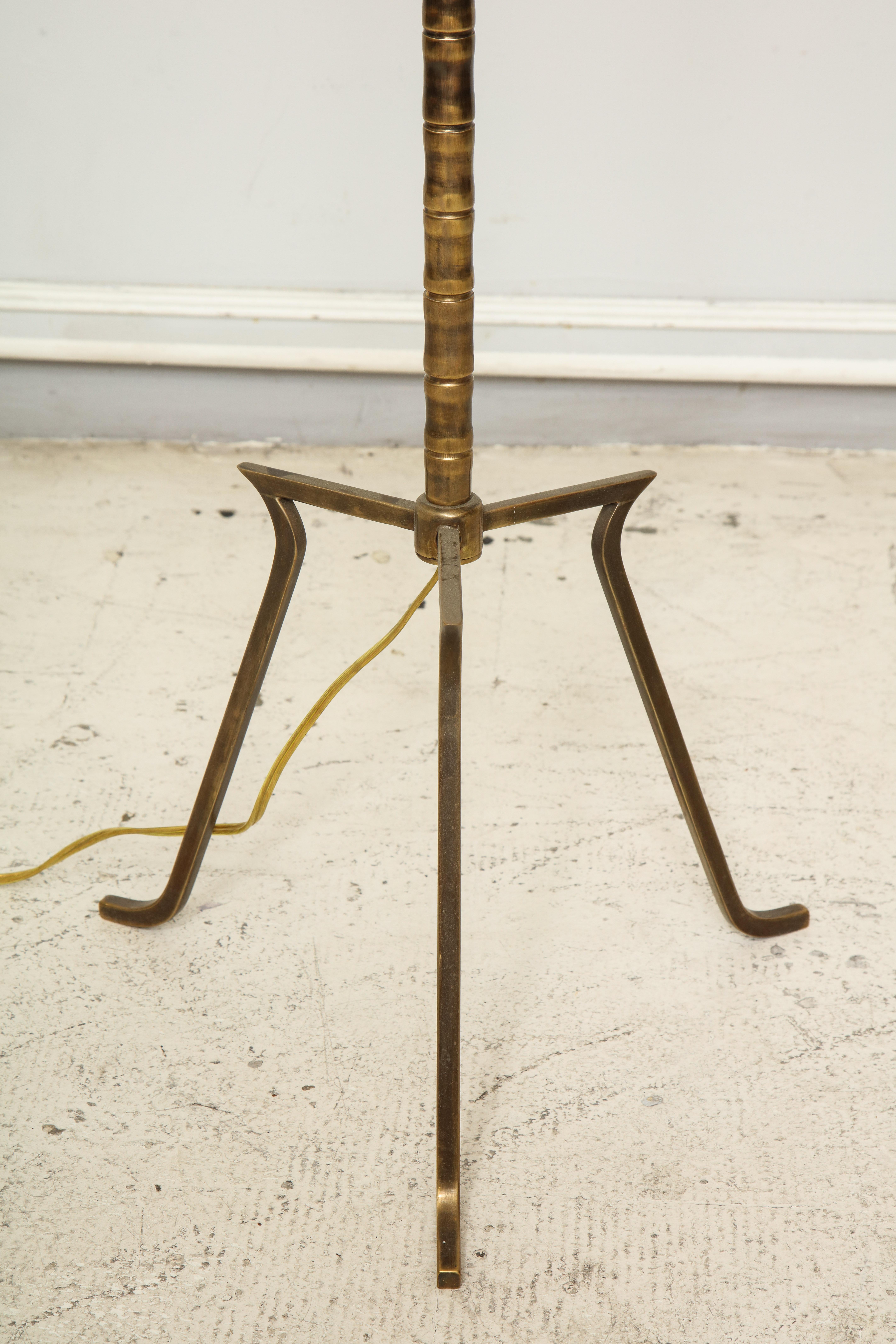 Contemporary Custom Faux-Bamboo Brass Floor Lamp