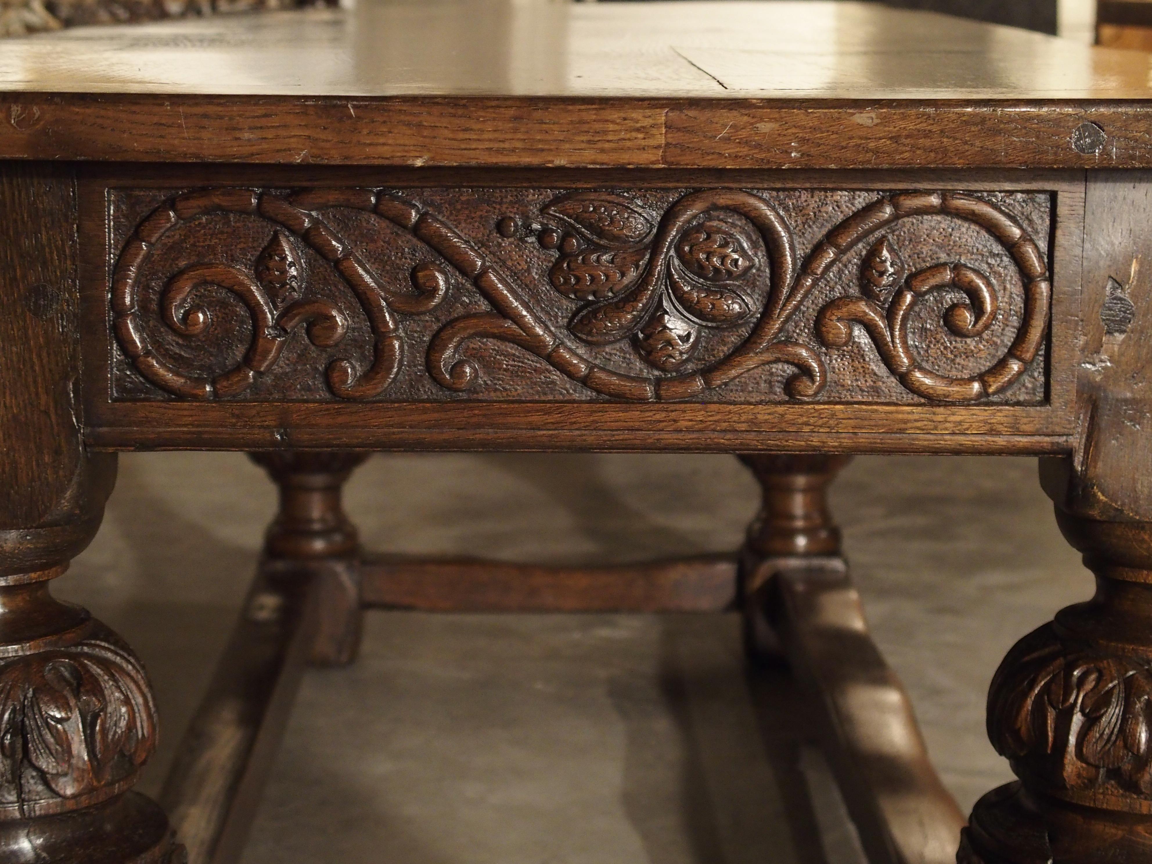 English Antique Oak Elizabethan Style Table, England 19th Century
