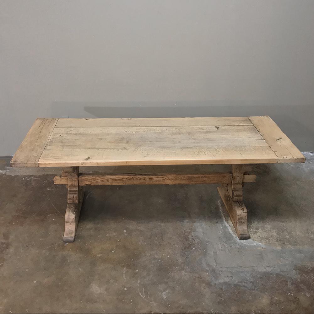 Late 19th Century 19th Century Country French Provincial Stripped Oak Trestle Table