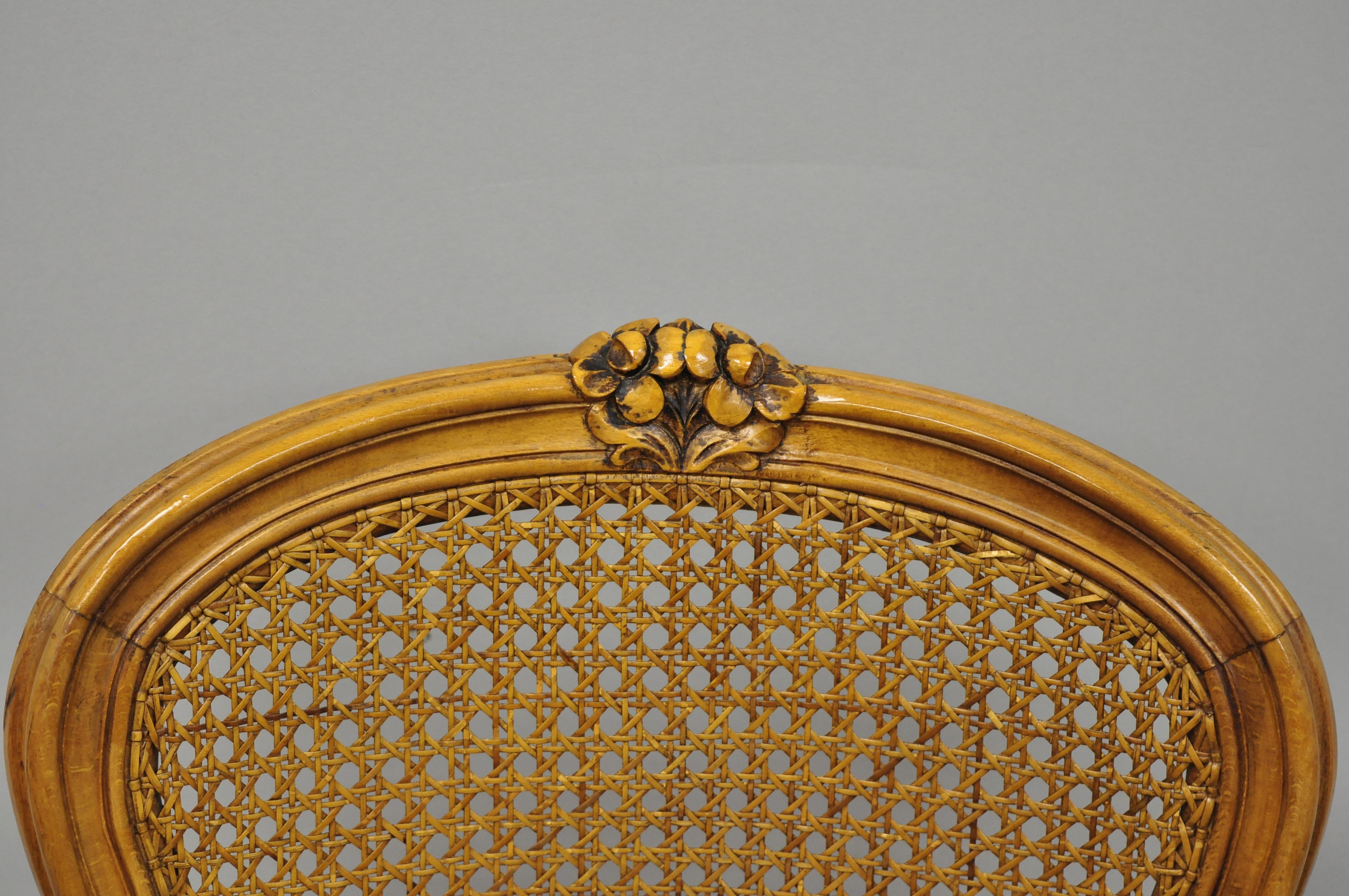 Six French Provincial Louis XV Style Italian Cane Back & Seat Dining Side Chairs In Good Condition In Philadelphia, PA
